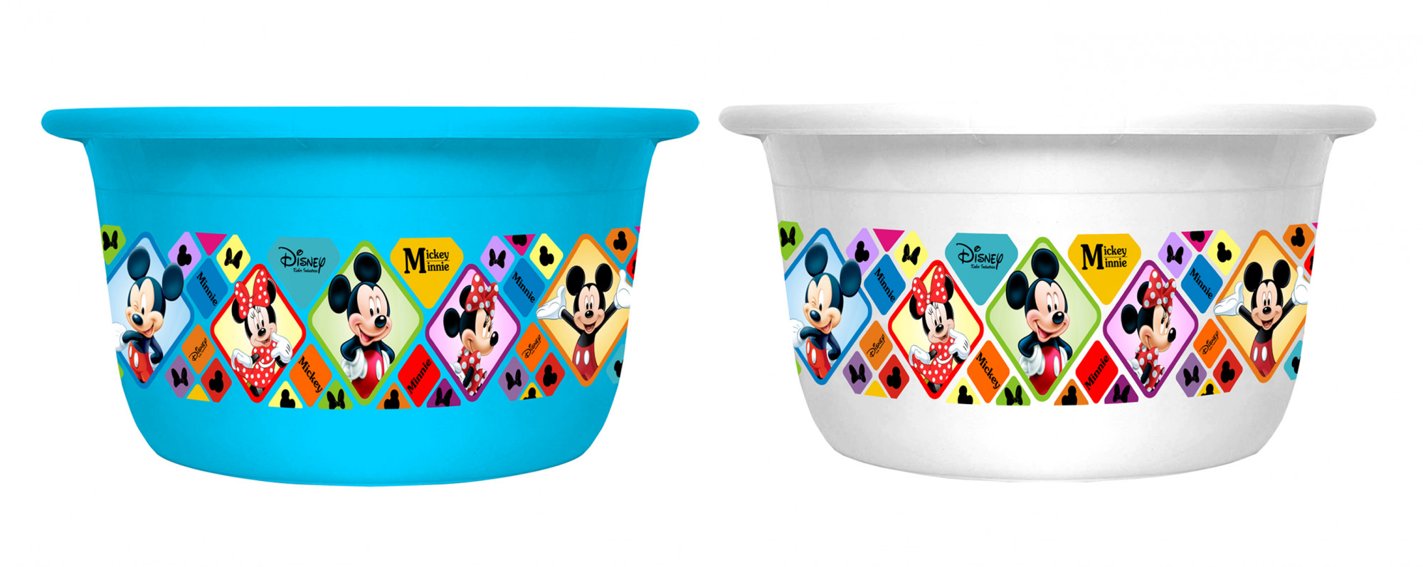 Kuber Industries Disney Mickey Minnie Print 2 Pieces Unbreakable Plastic Multipurpose Bath Tub/Washing Tub 25 Ltr (Blue & White) -HS_35_KUBMART17917