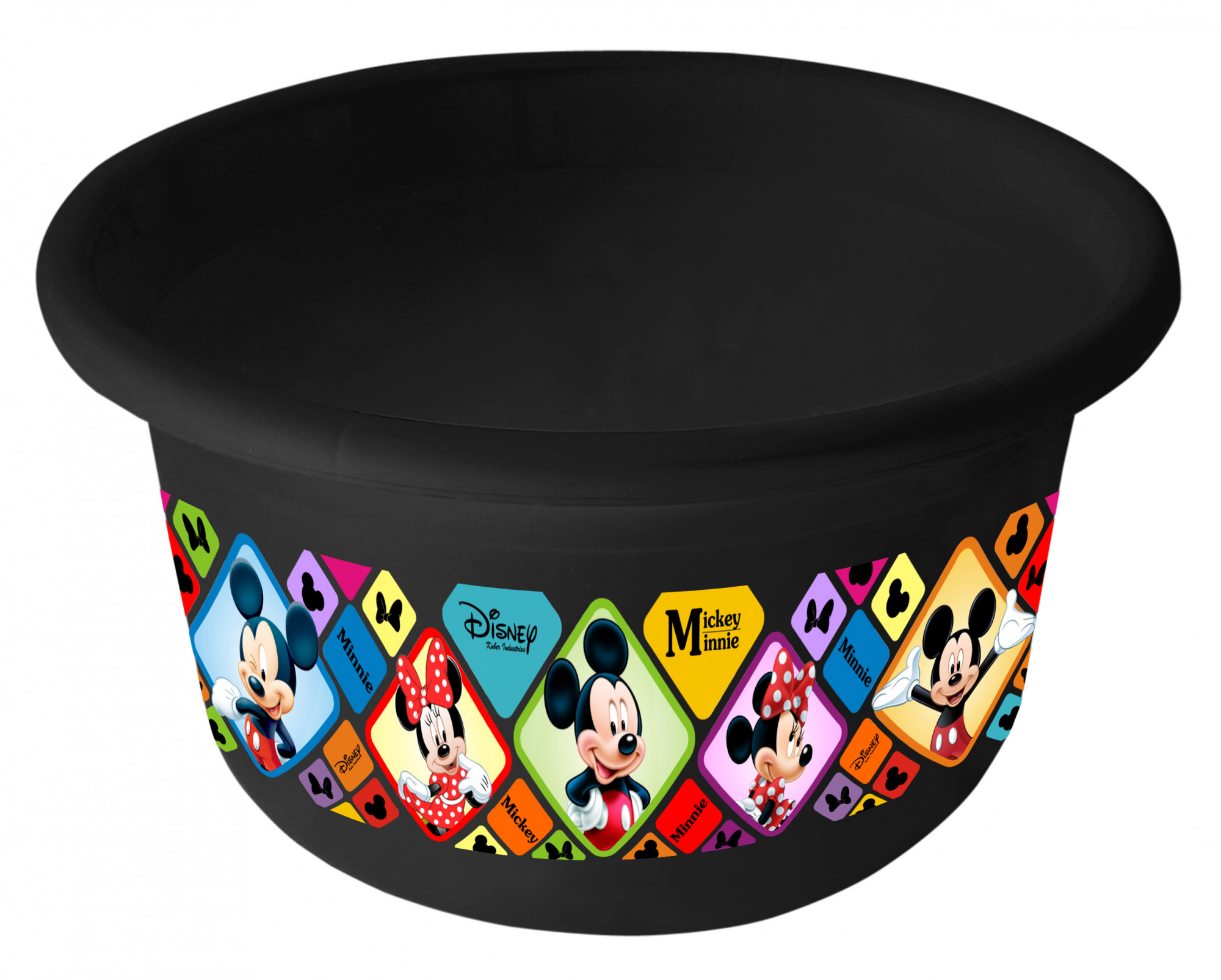 Kuber Industries Disney Mickey Minnie Print 2 Pieces Unbreakable Plastic Multipurpose Bath Tub/Washing Tub 25 Ltr (Black & White) -HS_35_KUBMART17919