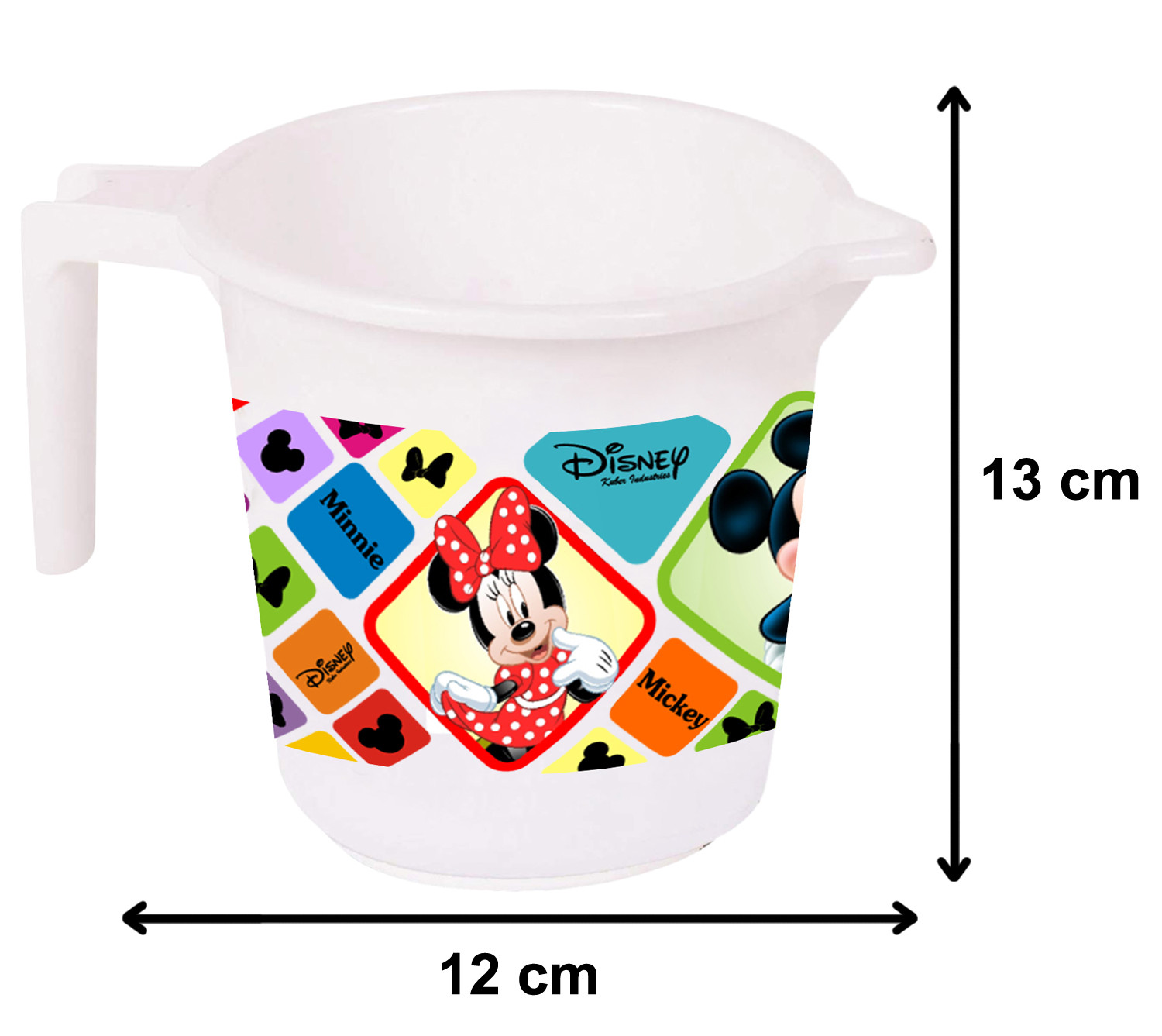 Kuber Industries Disney Mickey Minnie Print 2 Pieces Unbreakable Virgin Plastic Bathroom Bucket With Mug Set- White, (16 LTR Bucket & 500 ML Mug) -HS_35_KUBMART17937