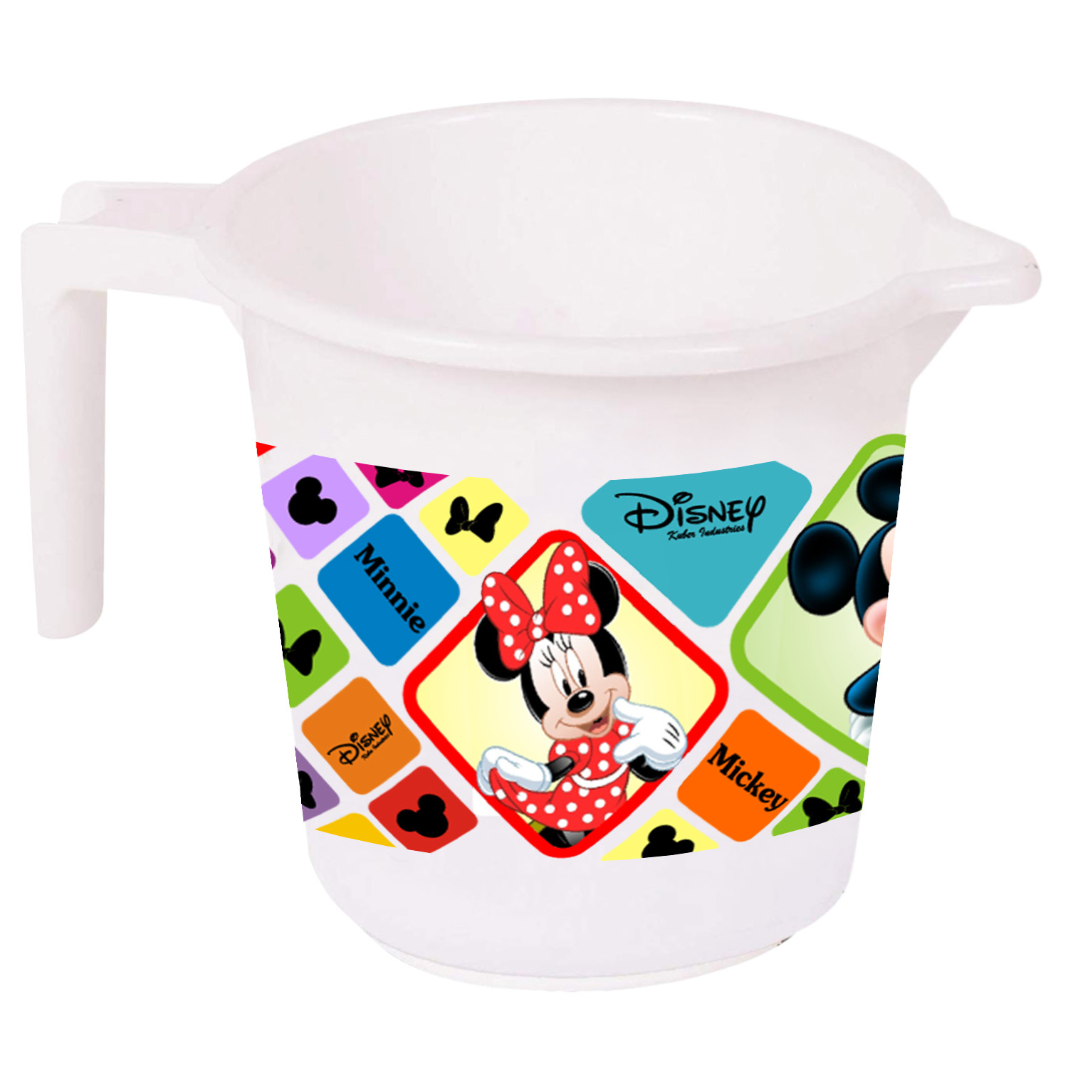 Kuber Industries Disney Mickey Minnie Print 4 Pieces Unbreakable Strong Plastic Bathroom Mug,500 ML (Black & White) -HS_35_KUBMART17589