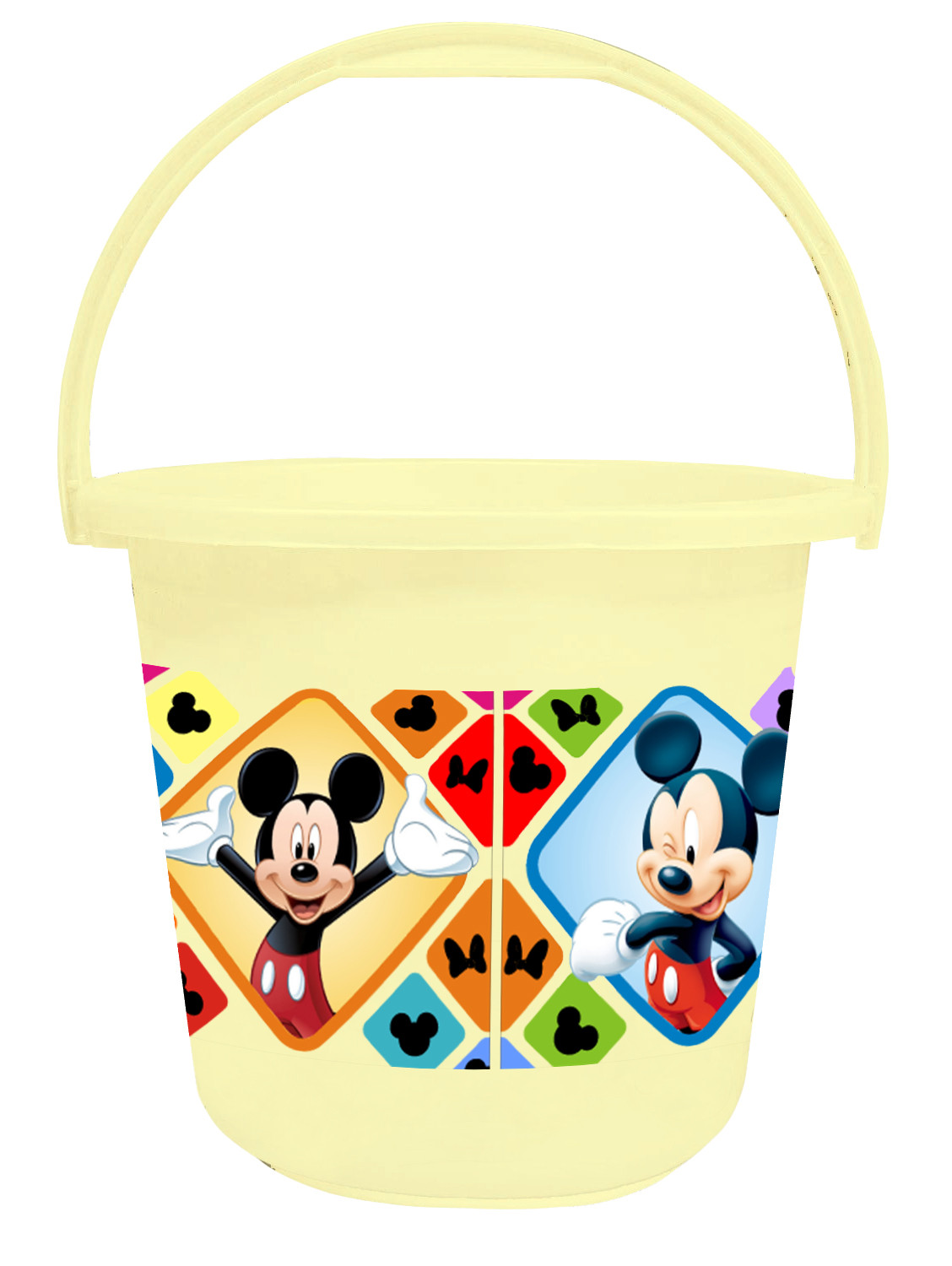 Kuber Industries Disney Mickey Minnie Print 4 Pieces Unbreakable Virgin Plastic Bathroom Bucket With Mug Set- Pink & Cream, (2 Pc 16 LTR Bucket & 2 Pc 500 ML Mug) -HS_35_KUBMART17941