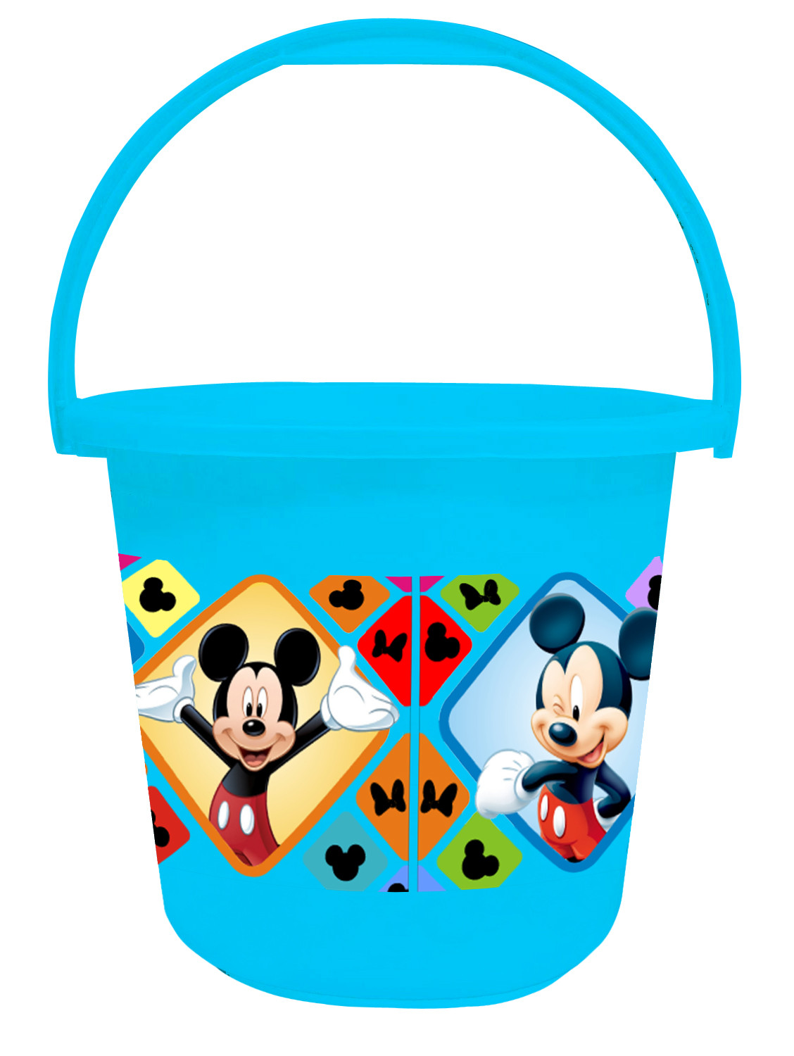 Kuber Industries Disney Mickey Minnie Print 4 Pieces Unbreakable Virgin Plastic Bathroom Bucket With Mug Set- Pink & Blue, (2 Pc 16 LTR Bucket & 2 Pc 500 ML Mug) -HS_35_KUBMART17943