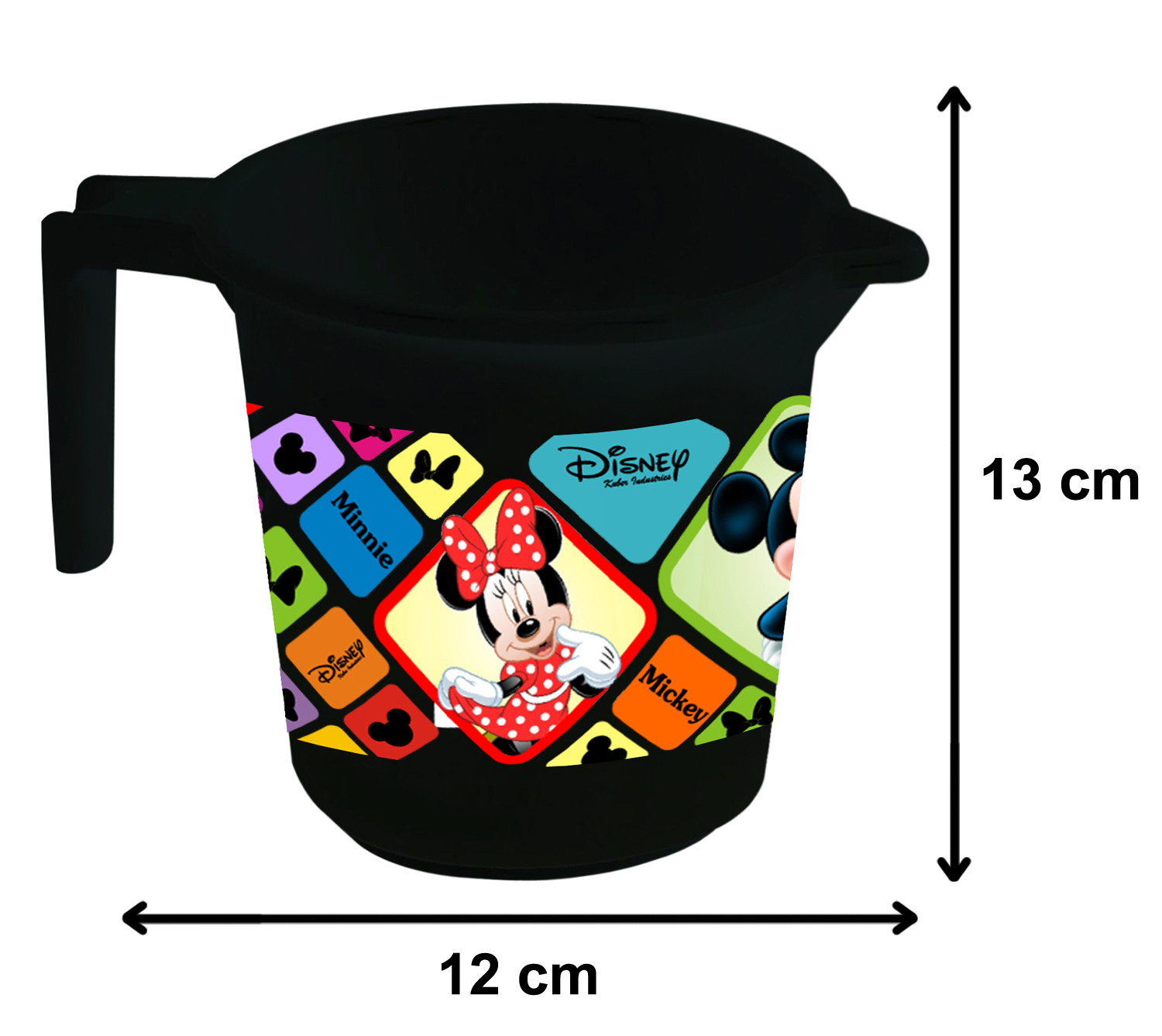 Kuber Industries Disney Mickey Minnie Print 4 Pieces Unbreakable Virgin Plastic Bathroom Bucket With Mug Set- Cream & Black, (2 Pc 16 LTR Bucket & 2 Pc 500 ML Mug) -HS_35_KUBMART17951
