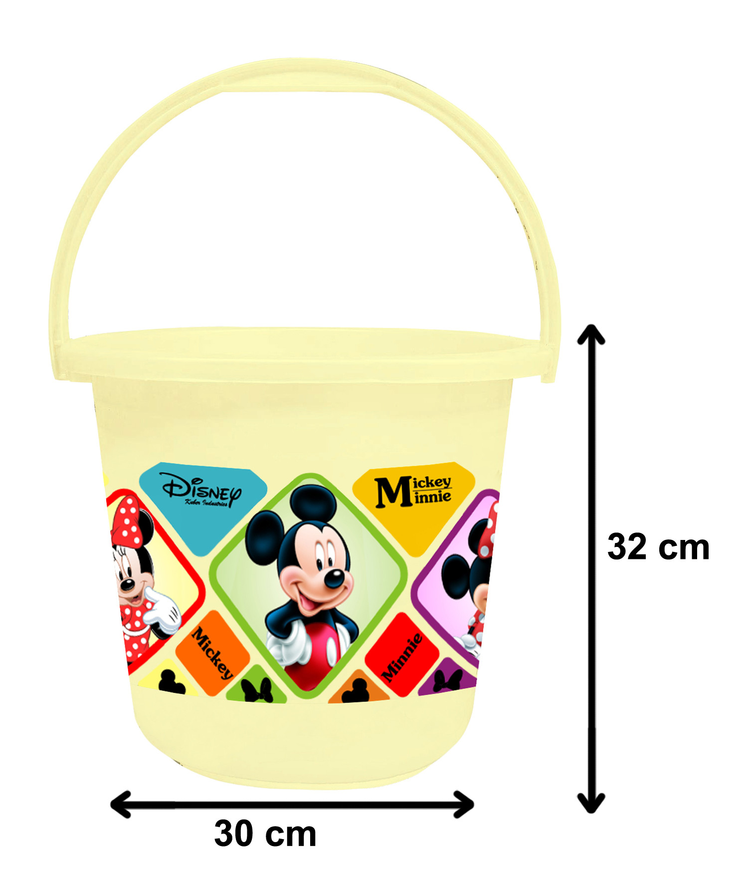Kuber Industries Disney Mickey Minnie Print 4 Pieces Unbreakable Virgin Plastic Bathroom Bucket With Mug Set- Cream & White, (2 Pc 16 LTR Bucket & 2 Pc 500 ML Mug) -HS_35_KUBMART17953