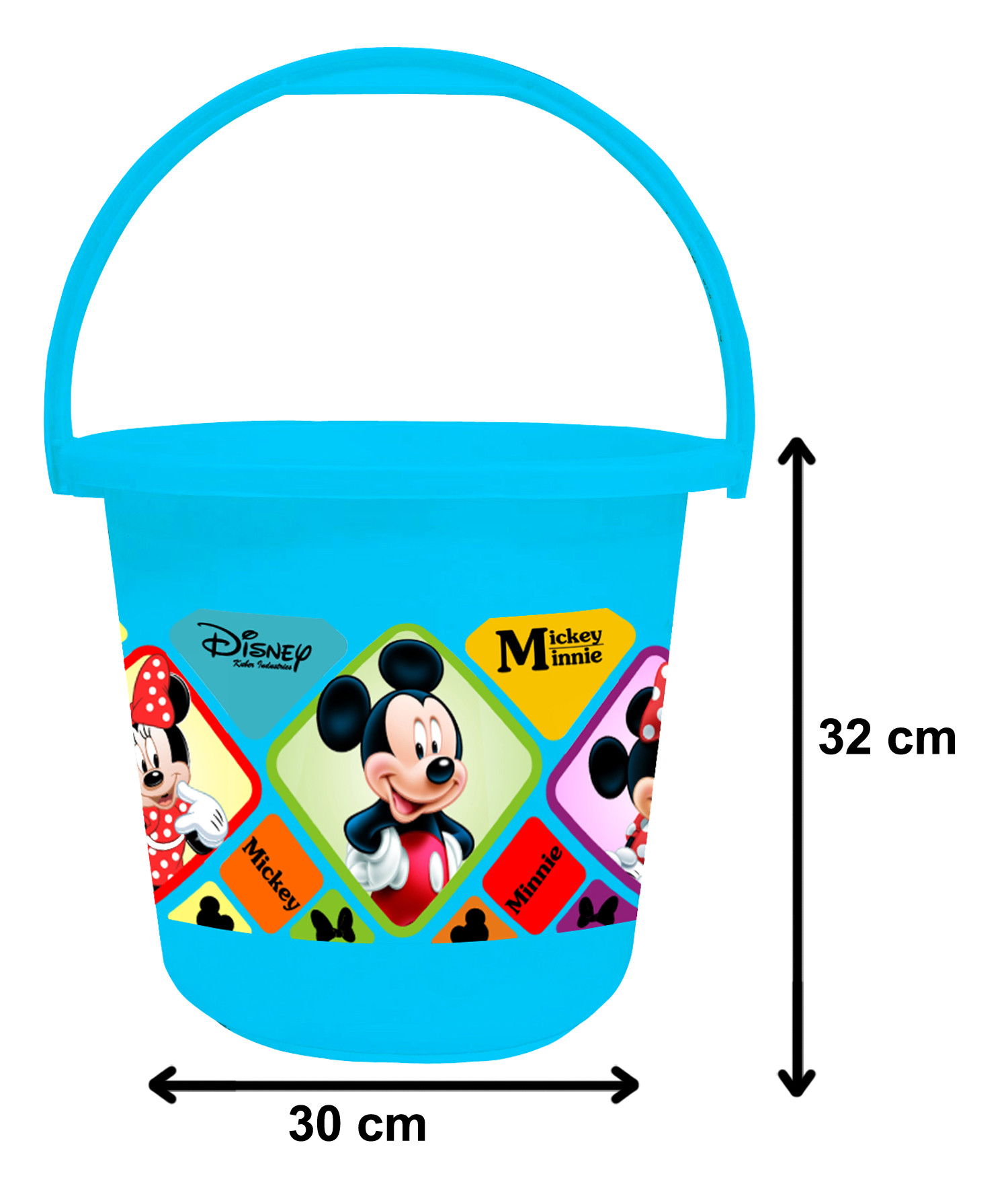 Kuber Industries Disney Mickey Minnie Print 4 Pieces Unbreakable Virgin Plastic Bathroom Bucket With Mug Set- Blue & White, (2 Pc 16 LTR Bucket & 2 Pc 500 ML Mug) -HS_35_KUBMART17957