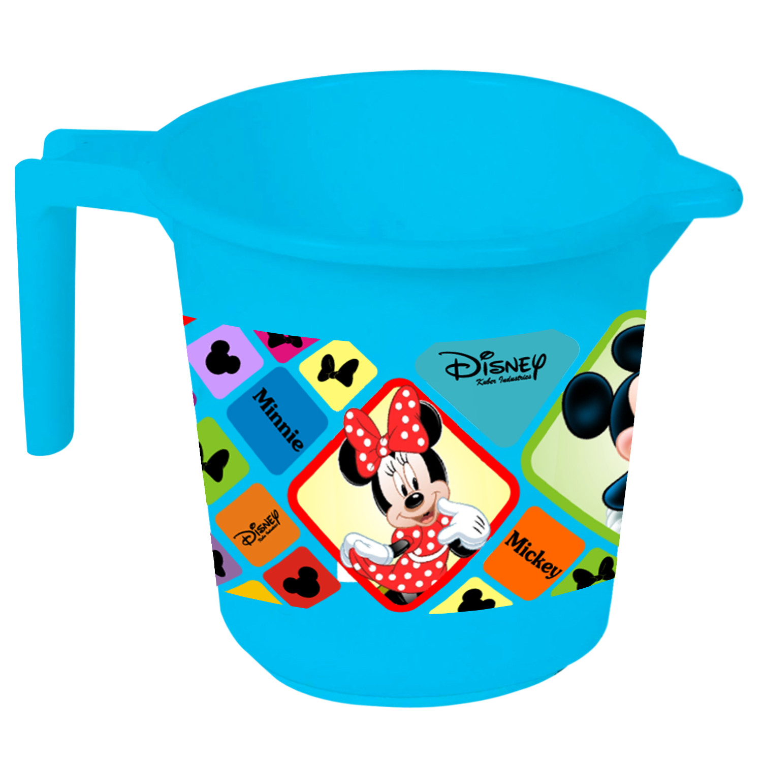Kuber Industries Disney Mickey Minnie Print 6 Pieces Unbreakable Strong Plastic Bathroom Mug,500 ML (Cream & Blue & White) -HS_35_KUBMART17625