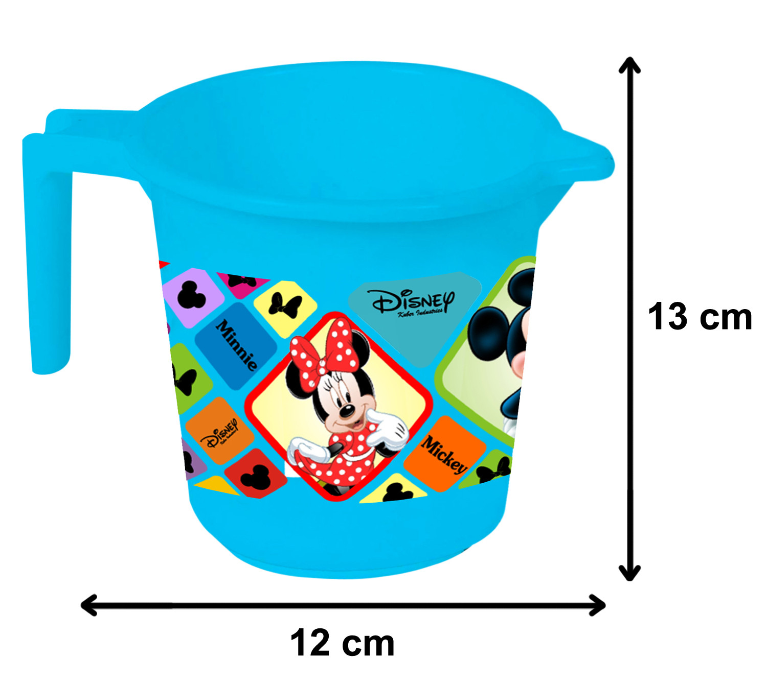 Kuber Industries Disney Mickey Minnie Print 8 Pieces Unbreakable Strong Plastic Bathroom Mug,500 ML (Cream & Blue) -HS_35_KUBMART17637
