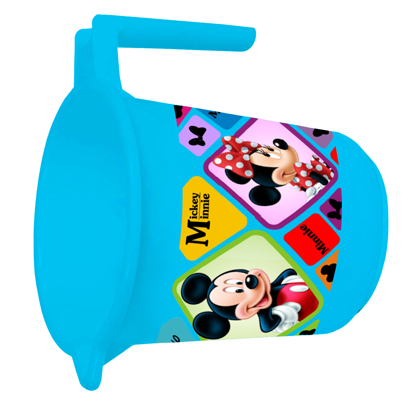 Kuber Industries Disney Mickey Minnie Print 8 Pieces Unbreakable Strong Plastic Bathroom Mug,500 ML (Cream & Blue & Black & White) -HS_35_KUBMART17653