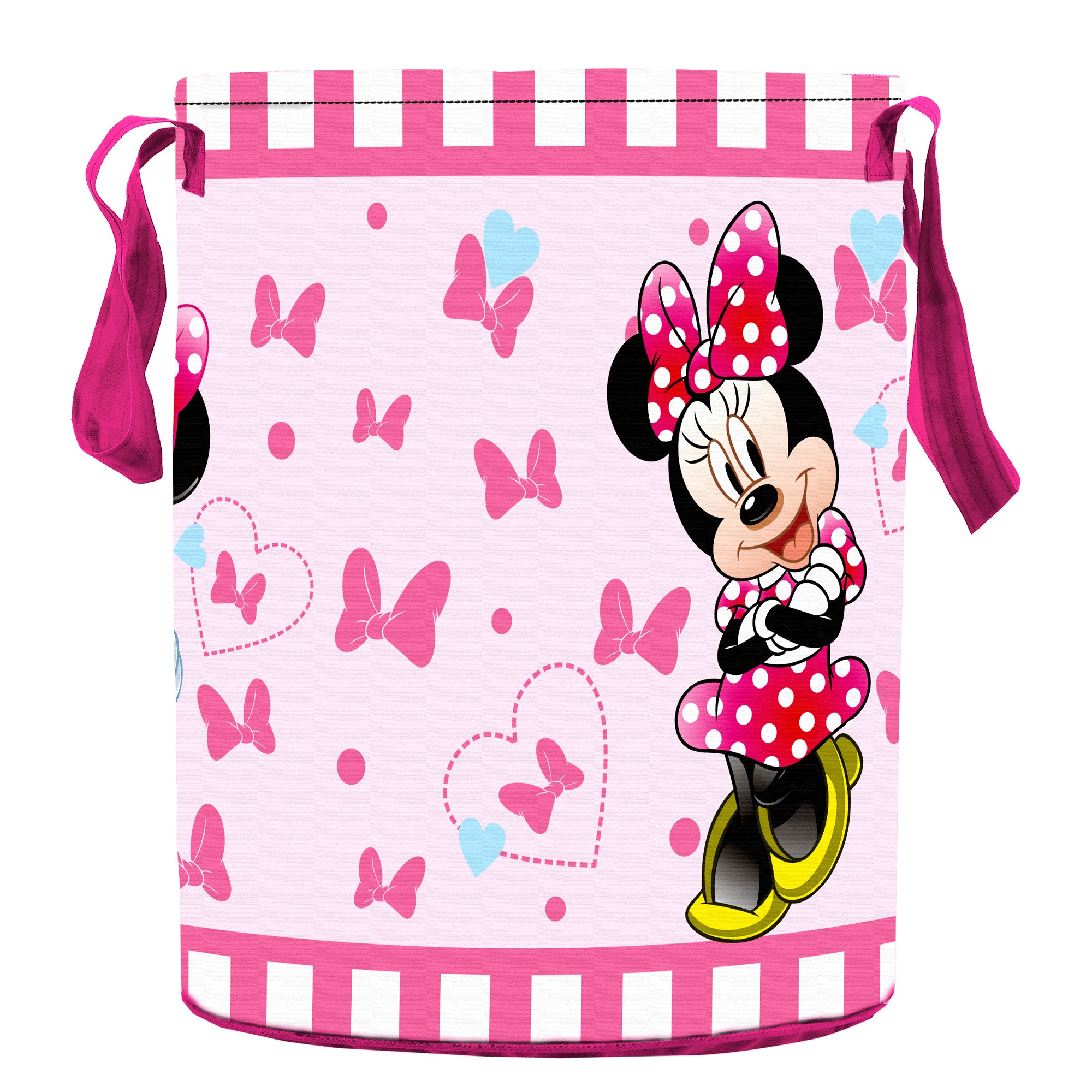 Kuber Industries Disney Mickey Minnie Print Non Woven Fabric Foldable Laundry Basket , Toy Storage Basket, Cloth Storage Basket With Handles,45 Ltr (Set Of 2, Maroon & Pink)