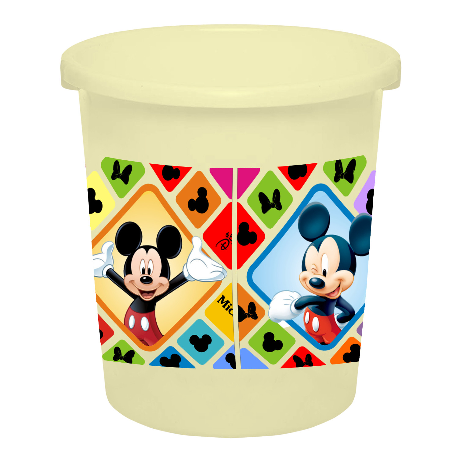 Kuber Industries Disney Mickey Minnie Print Plastic 2 Pieces Garbage Waste Dustbin/Recycling Bin for Home, Office, Factory, 5 Liters (Pink & Cream) -HS_35_KUBMART17785