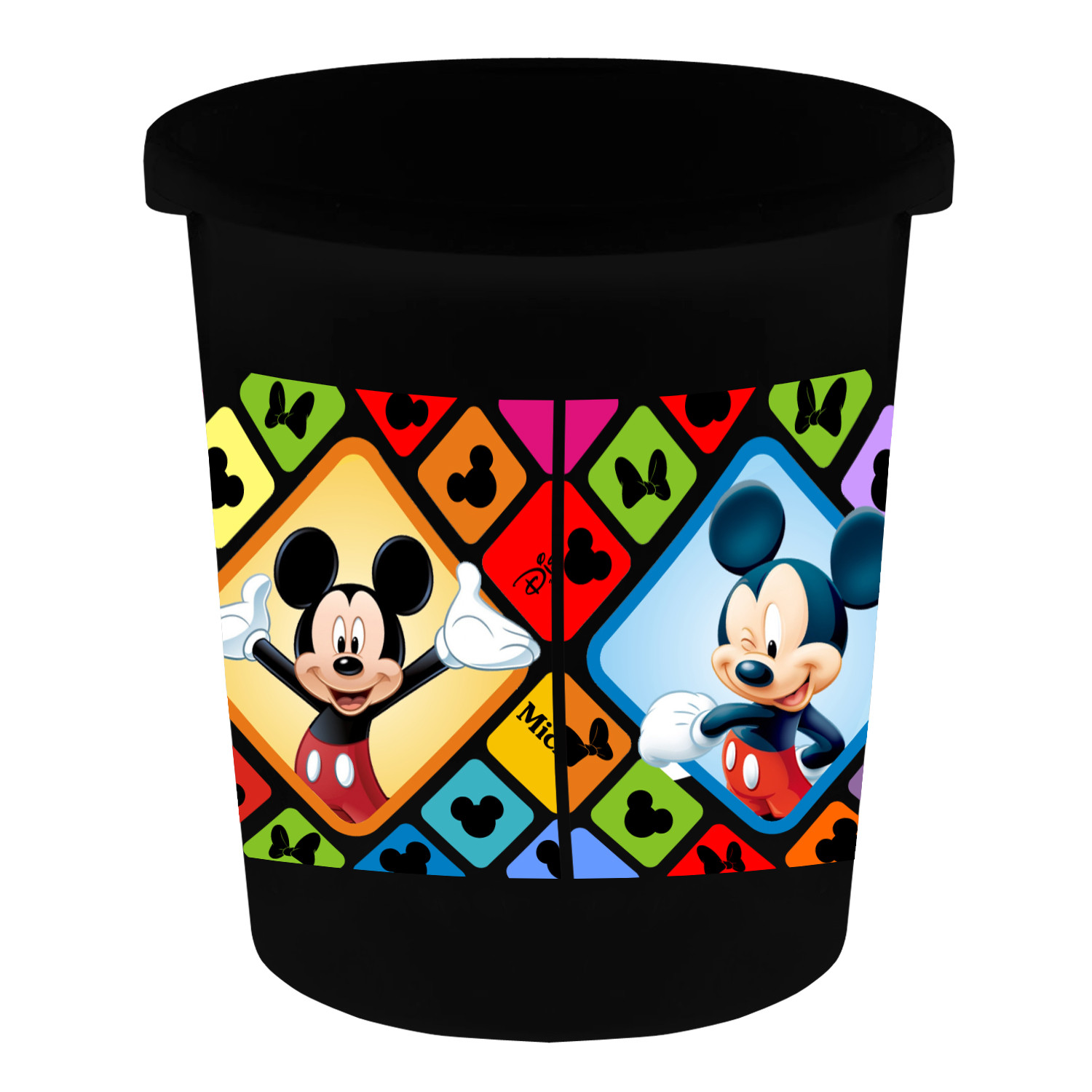 Kuber Industries Disney Mickey Minnie Print Plastic 2 Pieces Garbage Waste Dustbin/Recycling Bin for Home, Office, Factory, 5 Liters (Cream & Black) -HS_35_KUBMART17795