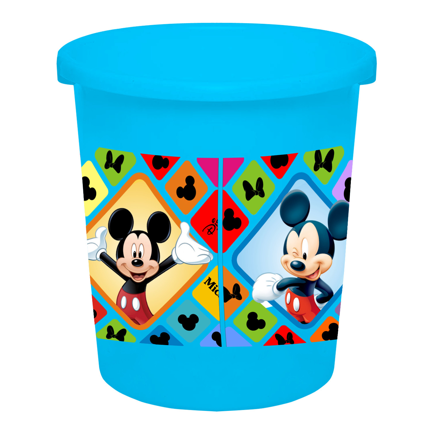 Kuber Industries Disney Mickey Minnie Print Plastic 3 Pieces Garbage Waste Dustbin/Recycling Bin for Home, Office, Factory, 5 Liters (Cream & Blue & White) -HS_35_KUBMART17813
