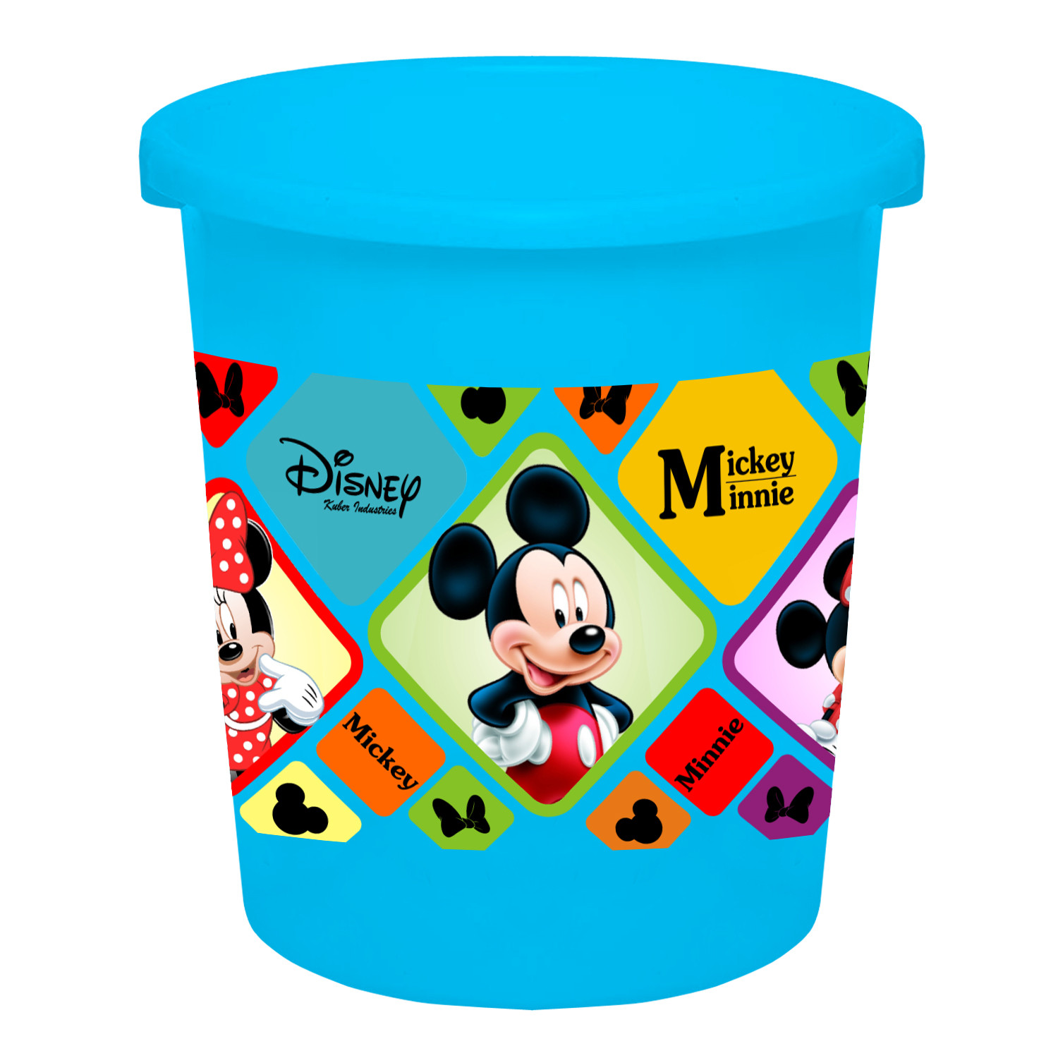 Kuber Industries Disney Mickey Minnie Print Plastic 3 Pieces Garbage Waste Dustbin/Recycling Bin for Home, Office, Factory, 5 Liters (Blue & Black & White) -HS_35_KUBMART17815