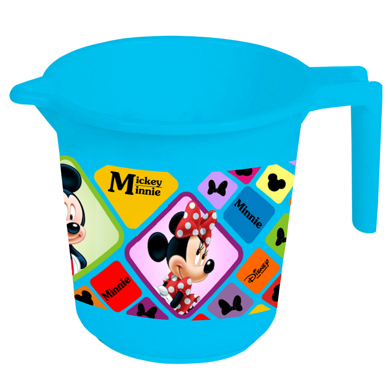 Kuber Industries Disney Mickey Minnie Print Plastic Bathroom Set of 5 Pieces with Bucket, Tub, Stool, Dustbin & Mug (Blue)-KUBMART15273 -HS_35_KUBMART17965