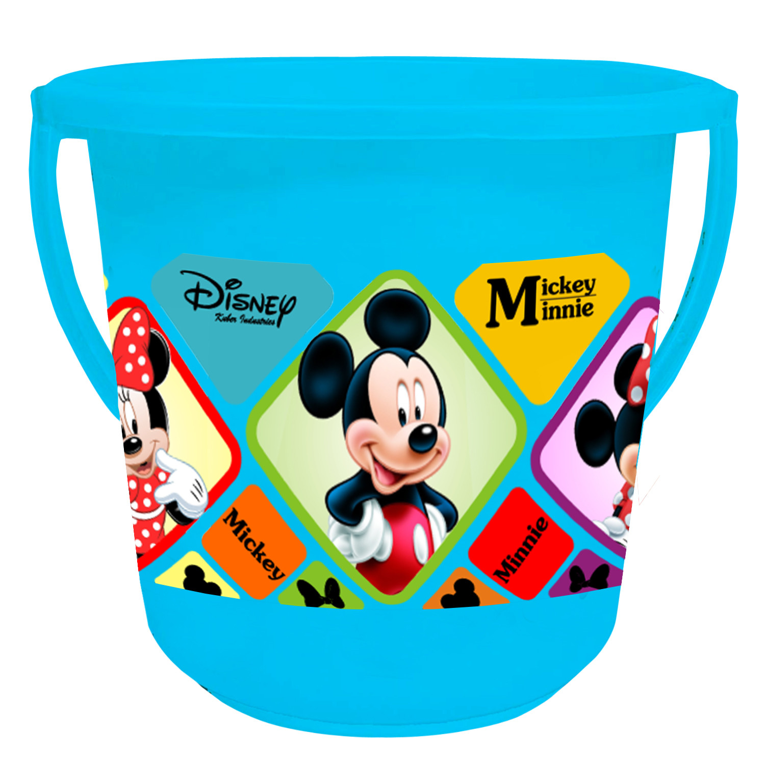 Kuber Industries Disney Mickey Minnie Print Plastic Bathroom Set of 5 Pieces with Bucket, Tub, Stool, Dustbin & Mug (Blue)-KUBMART15273 -HS_35_KUBMART17965