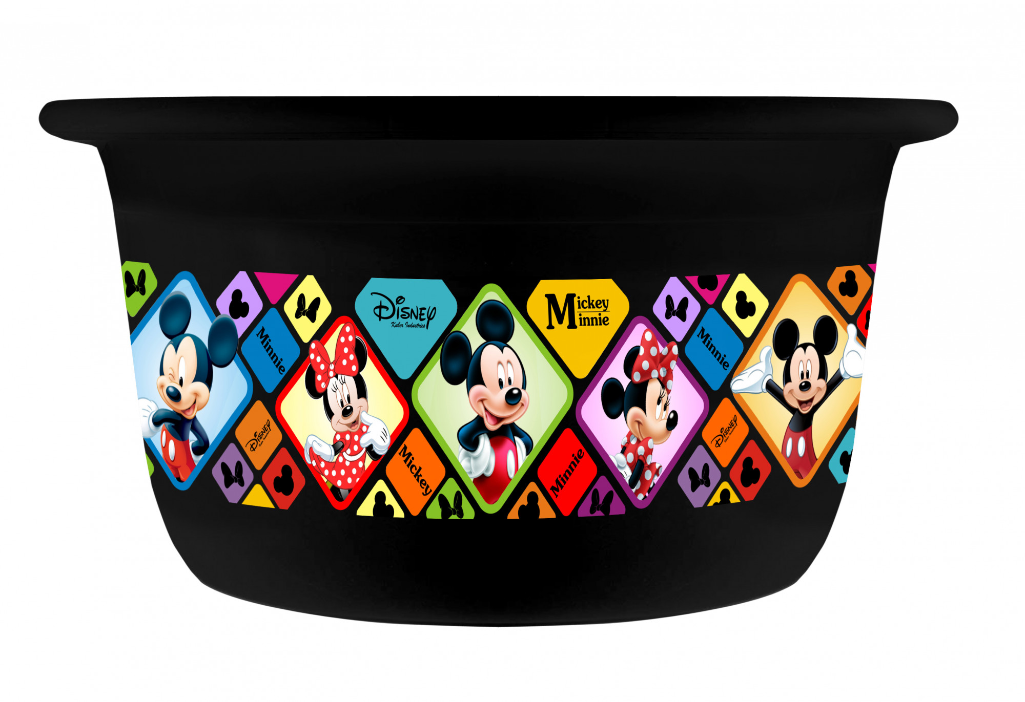 Kuber Industries Disney Mickey Minnie Print Plastic Bathroom Set of 5 Pieces with Bucket, Tub, Stool, Dustbin & Mug (Black)-KUBMART15273 -HS_35_KUBMART17967
