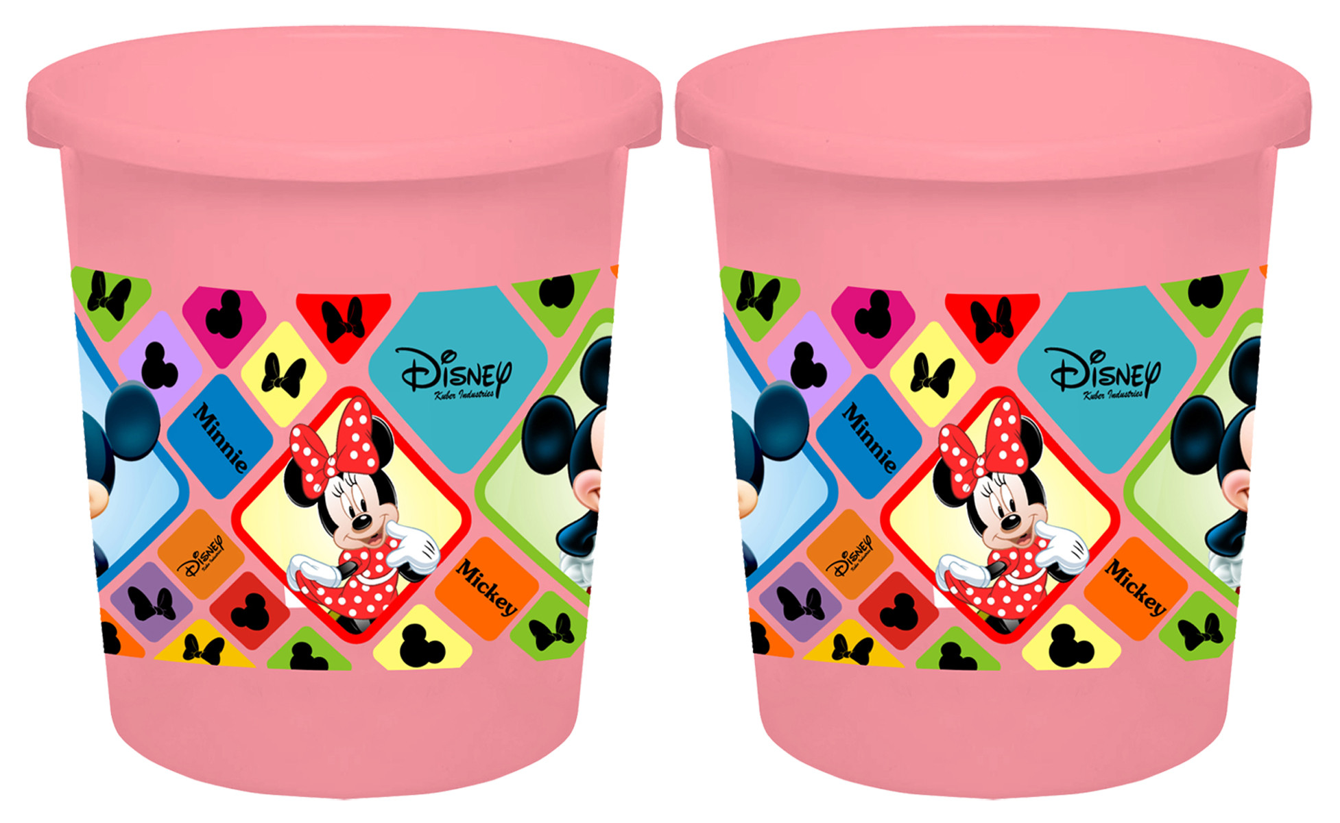 Kuber Industries Disney Mickey Minnie Print Plastic Garbage Waste Dustbin/Recycling Bin for Home, Office, Factory, 5 Liters (Pink) -HS_35_KUBMART17755