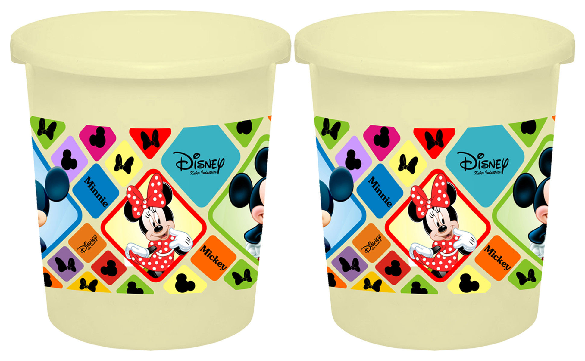 Kuber Industries Disney Mickey Minnie Print Plastic Garbage Waste Dustbin/Recycling Bin for Home, Office, Factory, 5 Liters (Cream) -HS_35_KUBMART17761