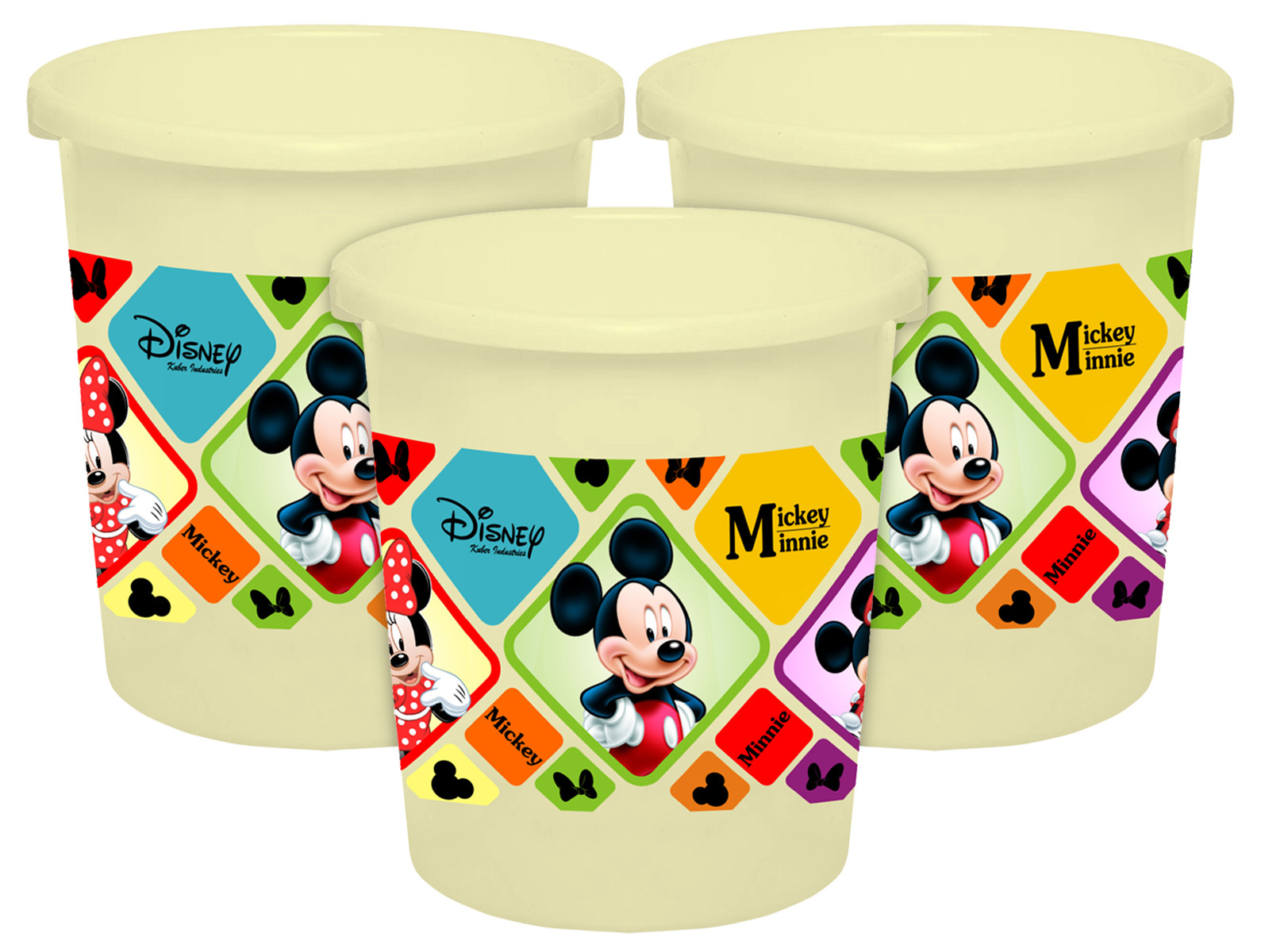 Kuber Industries Disney Mickey Minnie Print Plastic Garbage Waste Dustbin/Recycling Bin for Home, Office, Factory, 5 Liters (Cream) -HS_35_KUBMART17761