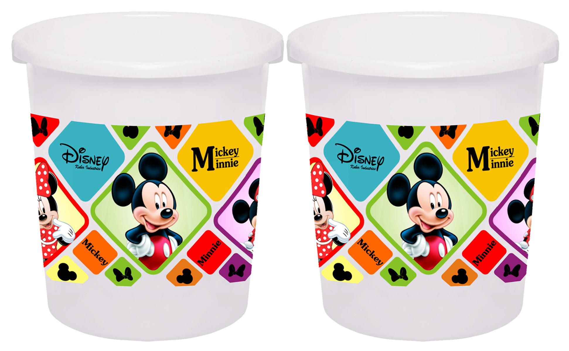 Kuber Industries Disney Mickey Minnie Print Plastic Garbage Waste Dustbin/Recycling Bin for Home, Office, Factory, 5 Liters (White) -HS_35_KUBMART17779