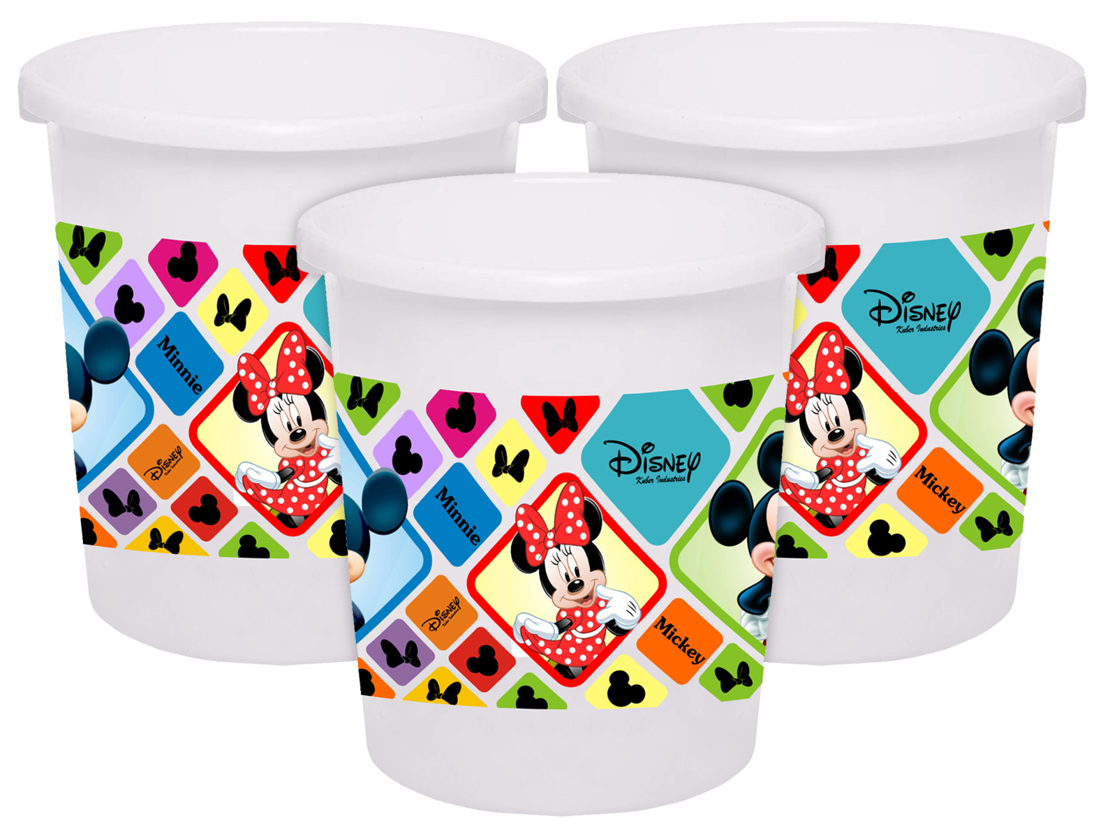 Kuber Industries Disney Mickey Minnie Print Plastic Garbage Waste Dustbin/Recycling Bin for Home, Office, Factory, 5 Liters (White) -HS_35_KUBMART17779