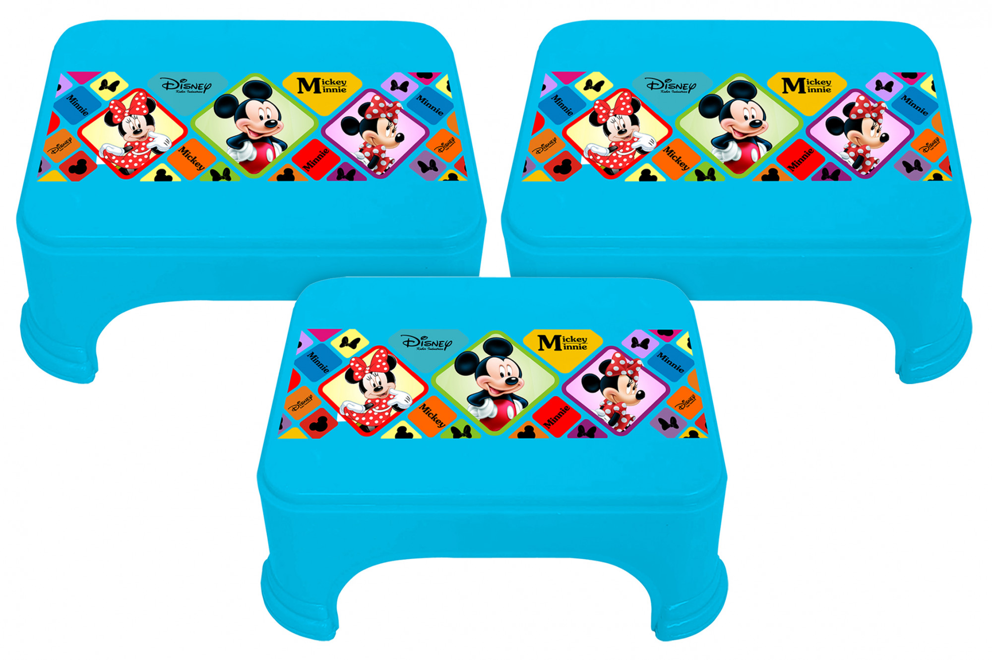 Kuber Industries Disney Mickey Minnie Print Square Plastic Bathroom Stool (Blue) -HS_35_KUBMART17705