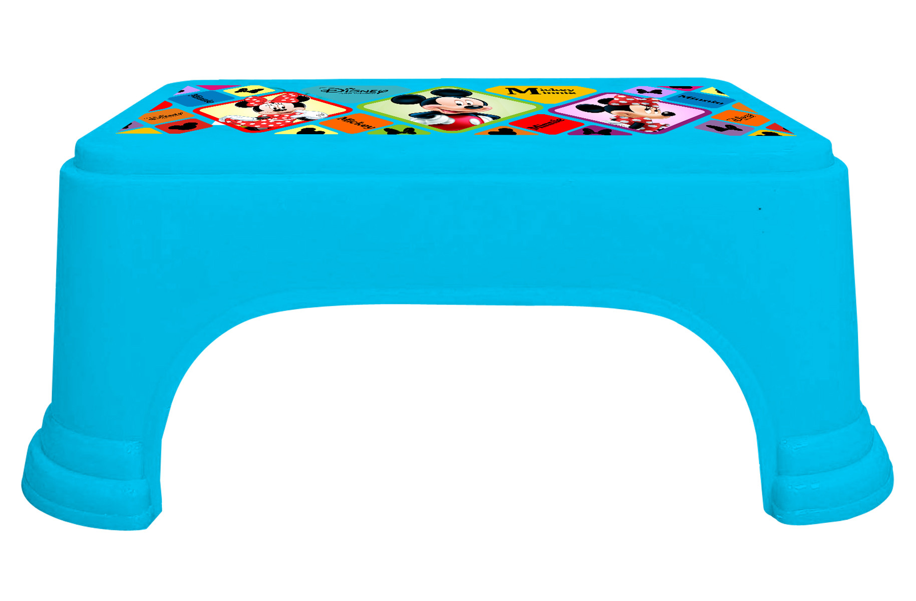 Kuber Industries Disney Mickey Minnie Print Square Plastic Bathroom Stool (Set of 3, Blue & Black & White) -HS_35_KUBMART17753