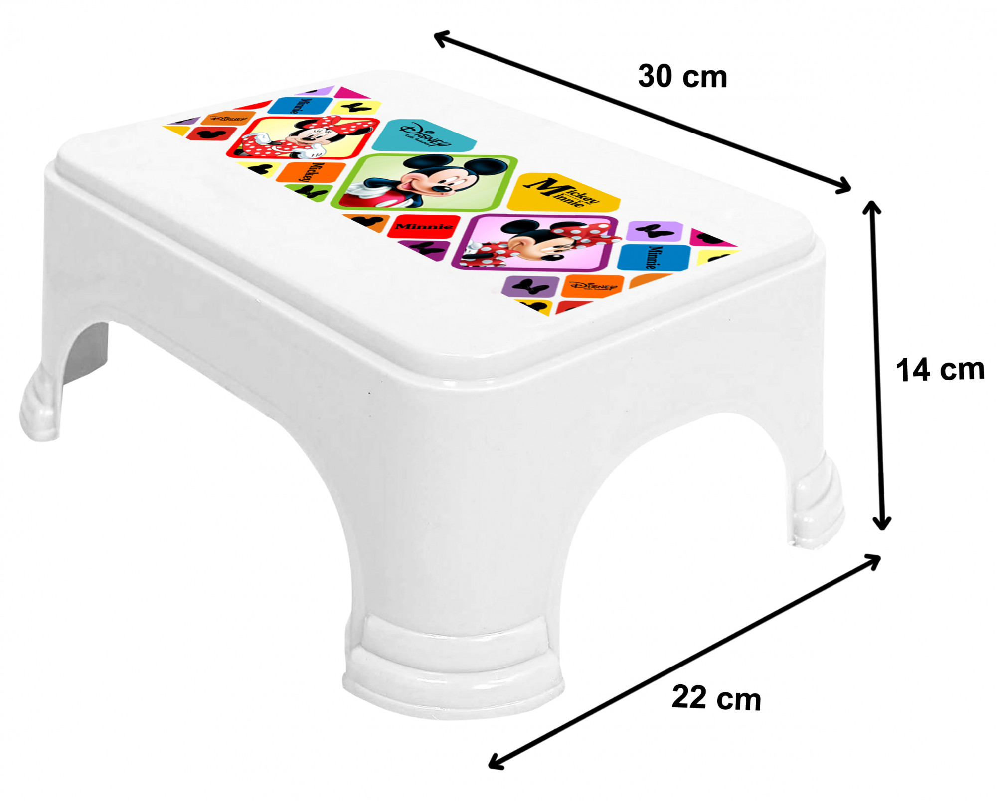 Kuber Industries Disney Mickey Minnie Print Square Plastic Bathroom Stool (Whte) -HS_35_KUBMART17717