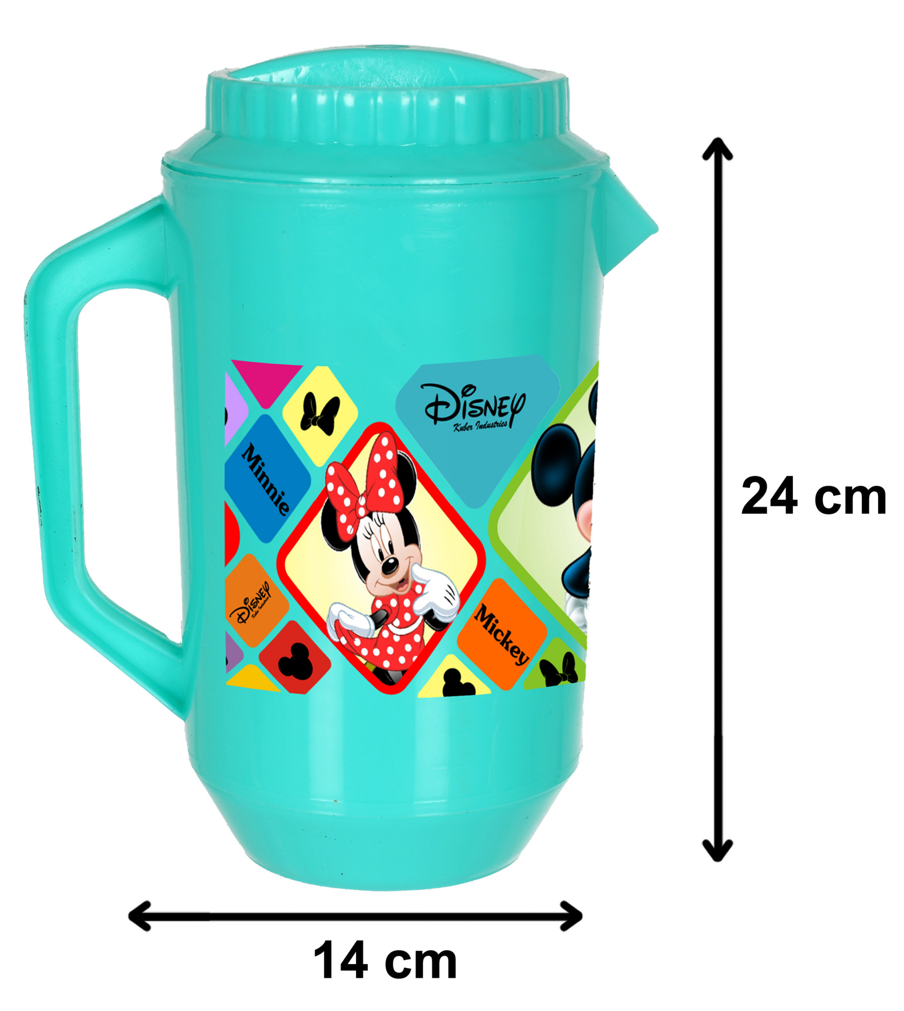 Kuber Industries Disney Mickey Minnie Print Unbreakable Multipurpose Plastic Water & Juice Jug With Lid,2 Ltr (Green)