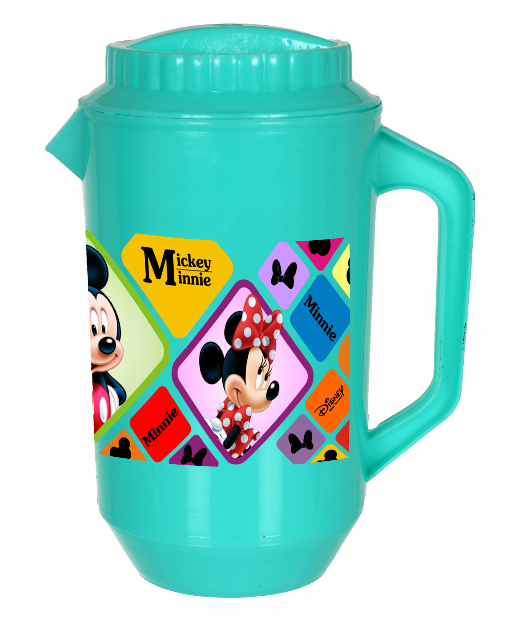 Kuber Industries Disney Mickey Minnie Print Unbreakable Multipurpose Plastic Water & Juice Jug With Lid,2 Ltr (Green)