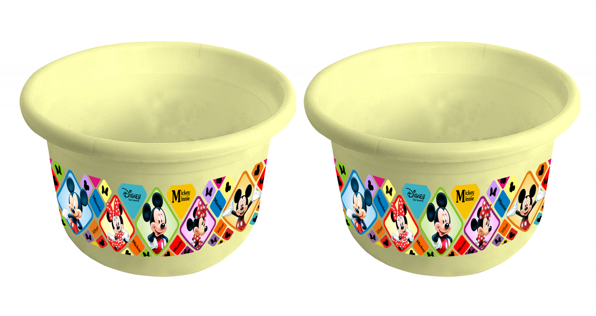 Kuber Industries Disney Mickey Minnie Print Unbreakable Plastic Multipurpose Bath Tub/Washing Tub 25 Ltr (Cream) -HS_35_KUBMART17885