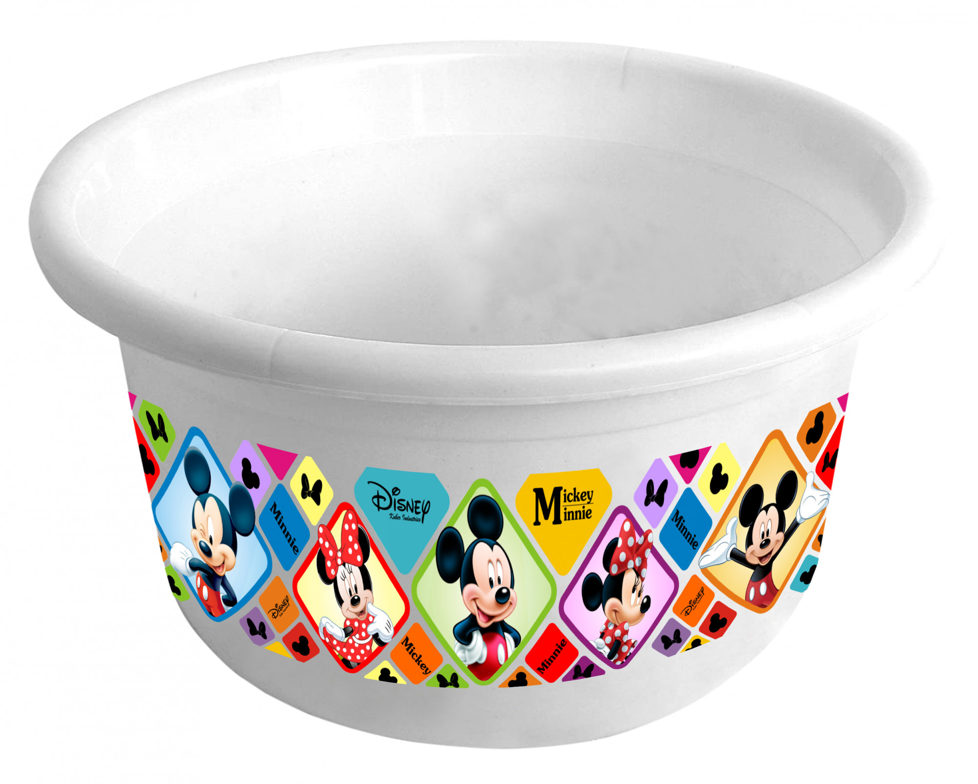Kuber Industries Disney Mickey Minnie Print Unbreakable Plastic Multipurpose Bath Tub/Washing Tub 25 Ltr (White) -HS_35_KUBMART17897