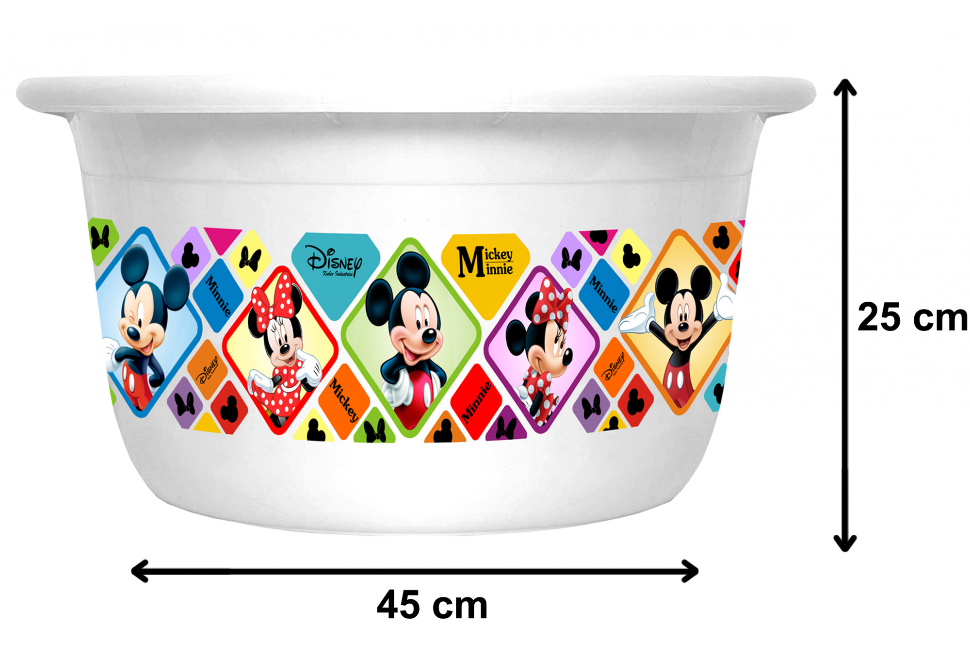 Kuber Industries Disney Mickey Minnie Print Unbreakable Plastic Multipurpose Bath Tub/Washing Tub 25 Ltr (White) -HS_35_KUBMART17897