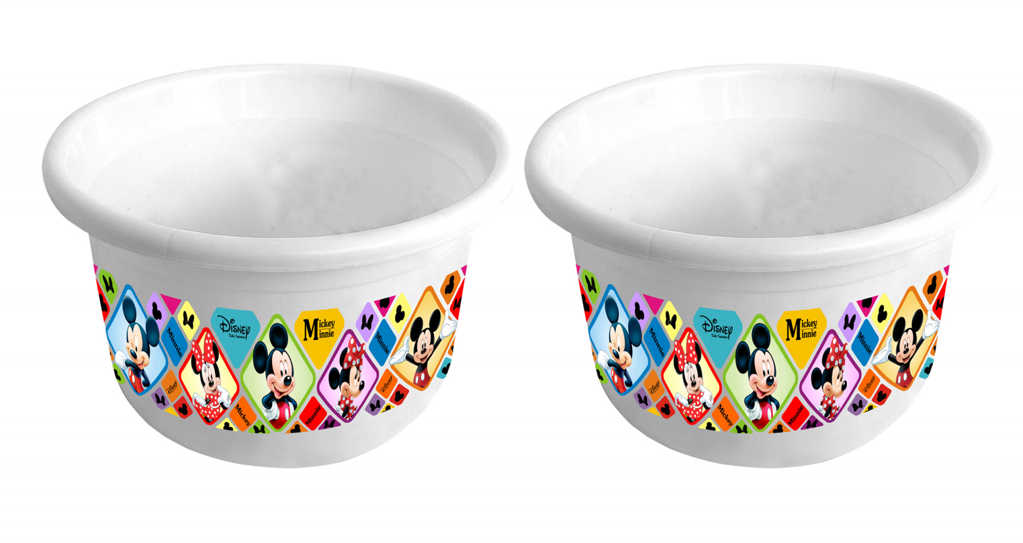 Kuber Industries Disney Mickey Minnie Print Unbreakable Plastic Multipurpose Bath Tub/Washing Tub 25 Ltr (White) -HS_35_KUBMART17897