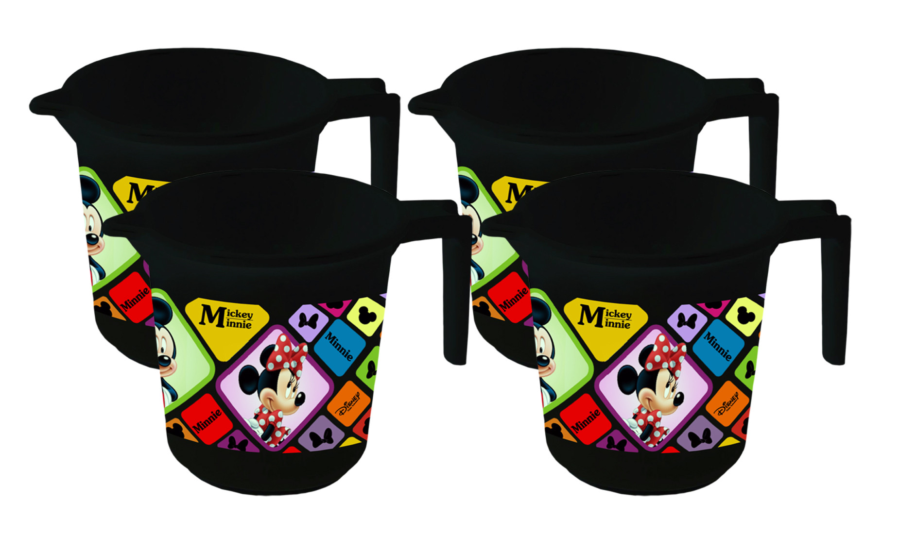 Kuber Industries Disney Mickey Minnie Print Unbreakable Strong Plastic Bathroom Mug,500 ML (Black) -HS_35_KUBMART17555