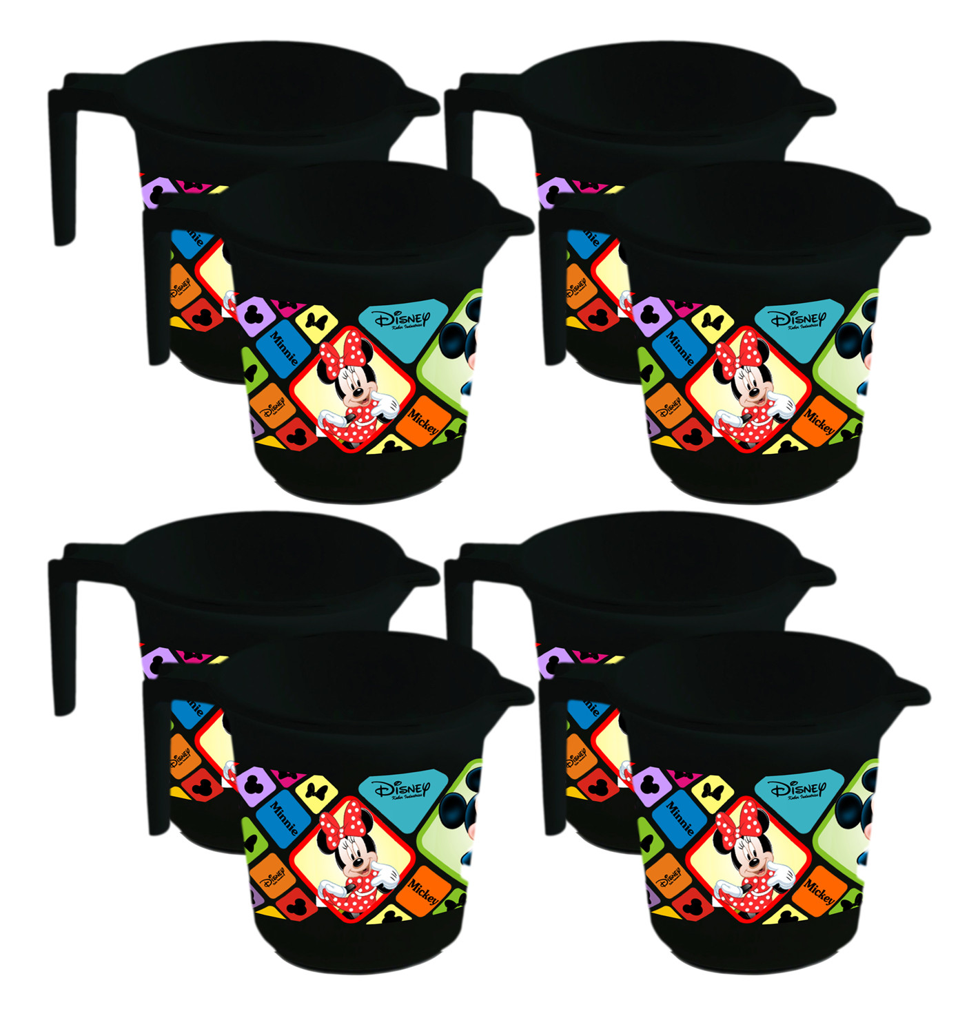 Kuber Industries Disney Mickey Minnie Print Unbreakable Strong Plastic Bathroom Mug,500 ML (Black) -HS_35_KUBMART17555