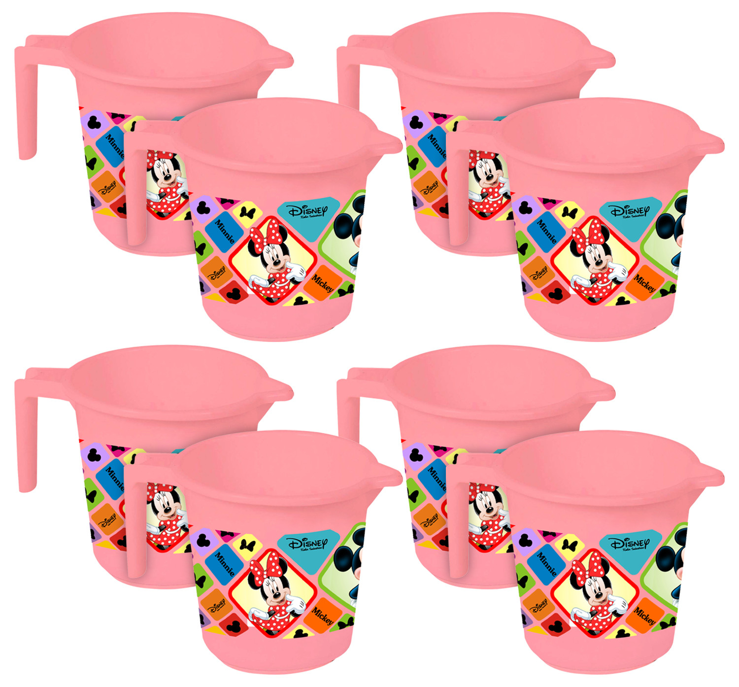 Kuber Industries Disney Mickey Minnie Print Unbreakable Strong Plastic Bathroom Mug,500 ML (Pink) -HS_35_KUBMART17531