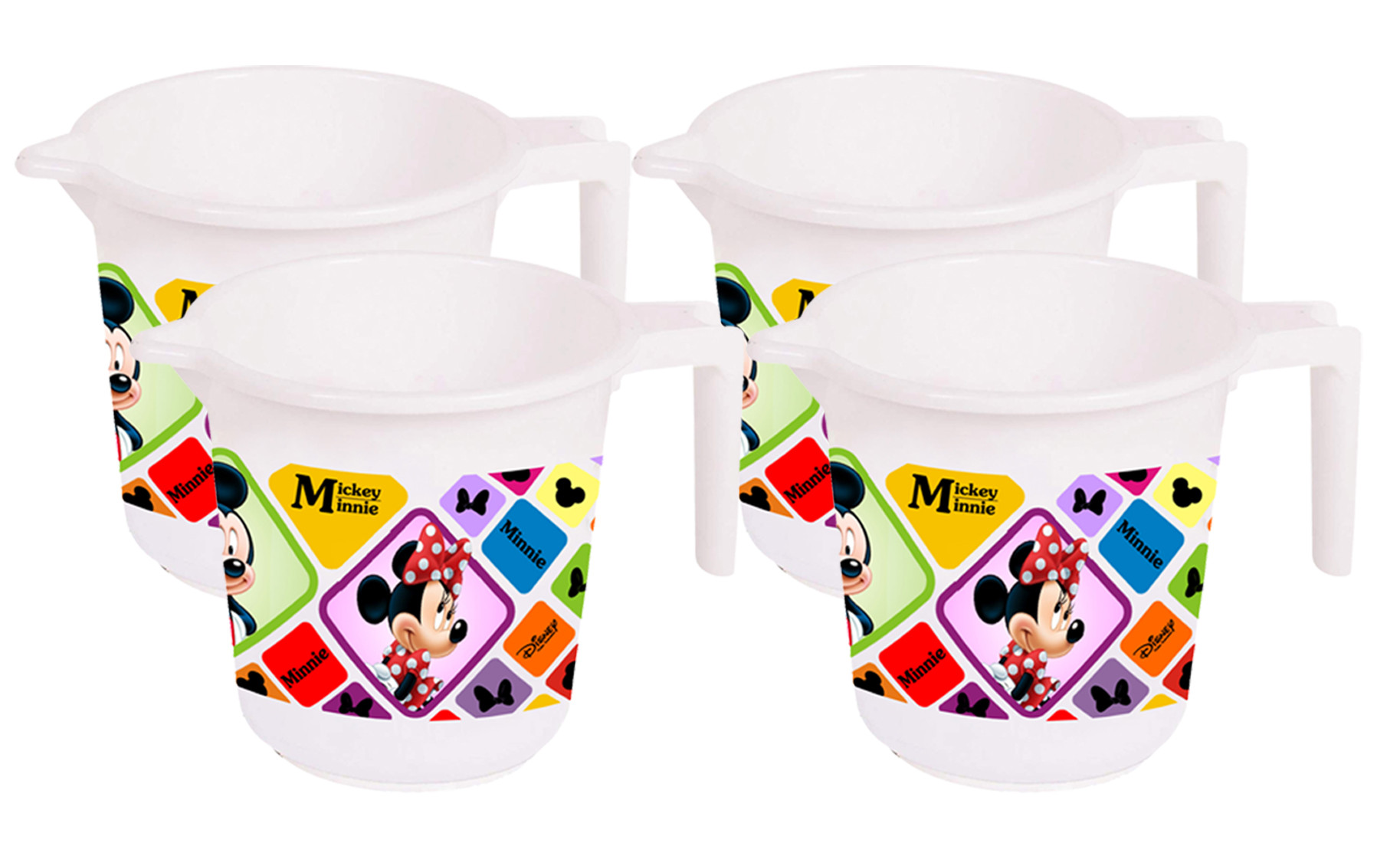 Kuber Industries Disney Mickey Minnie Print Unbreakable Strong Plastic Bathroom Mug,500 ML (White) -HS_35_KUBMART17563
