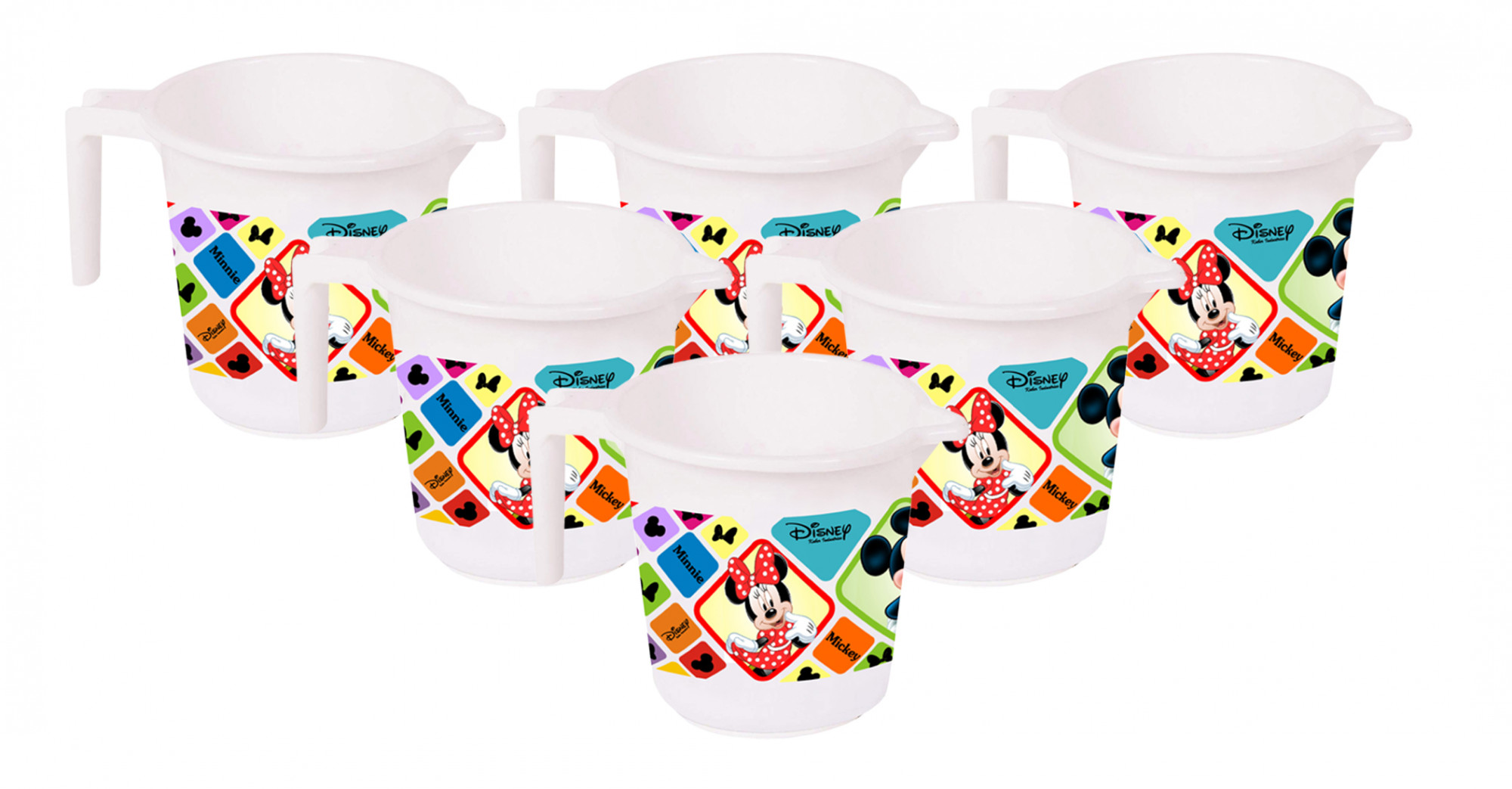 Kuber Industries Disney Mickey Minnie Print Unbreakable Strong Plastic Bathroom Mug,500 ML (White) -HS_35_KUBMART17563