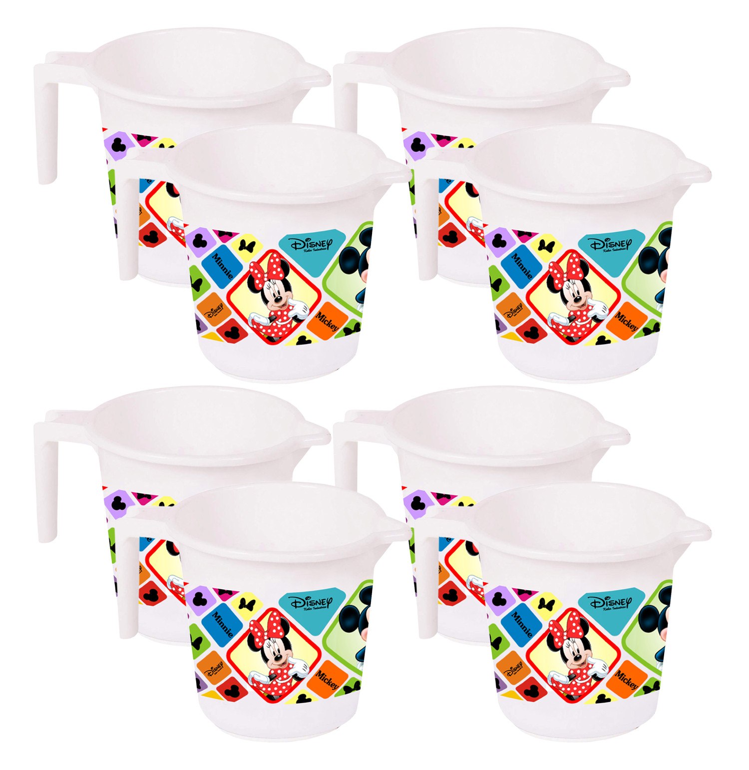 Kuber Industries Disney Mickey Minnie Print Unbreakable Strong Plastic Bathroom Mug,500 ML (White) -HS_35_KUBMART17563