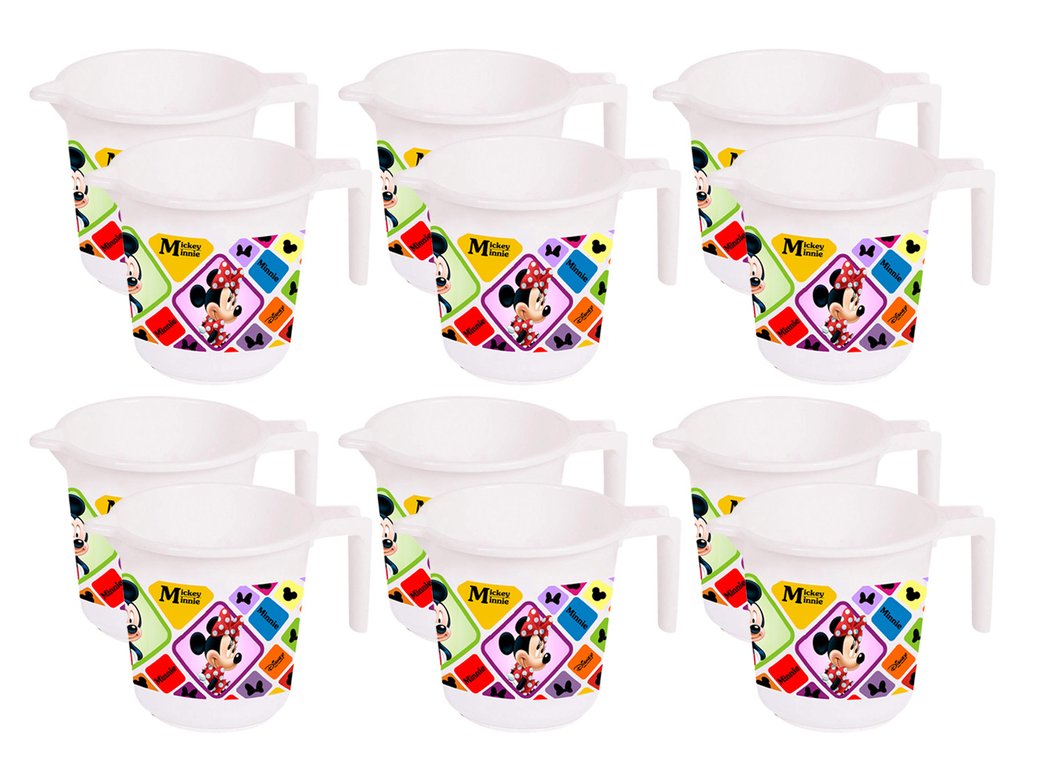 Kuber Industries Disney Mickey Minnie Print Unbreakable Strong Plastic Bathroom Mug,500 ML (White) -HS_35_KUBMART17563