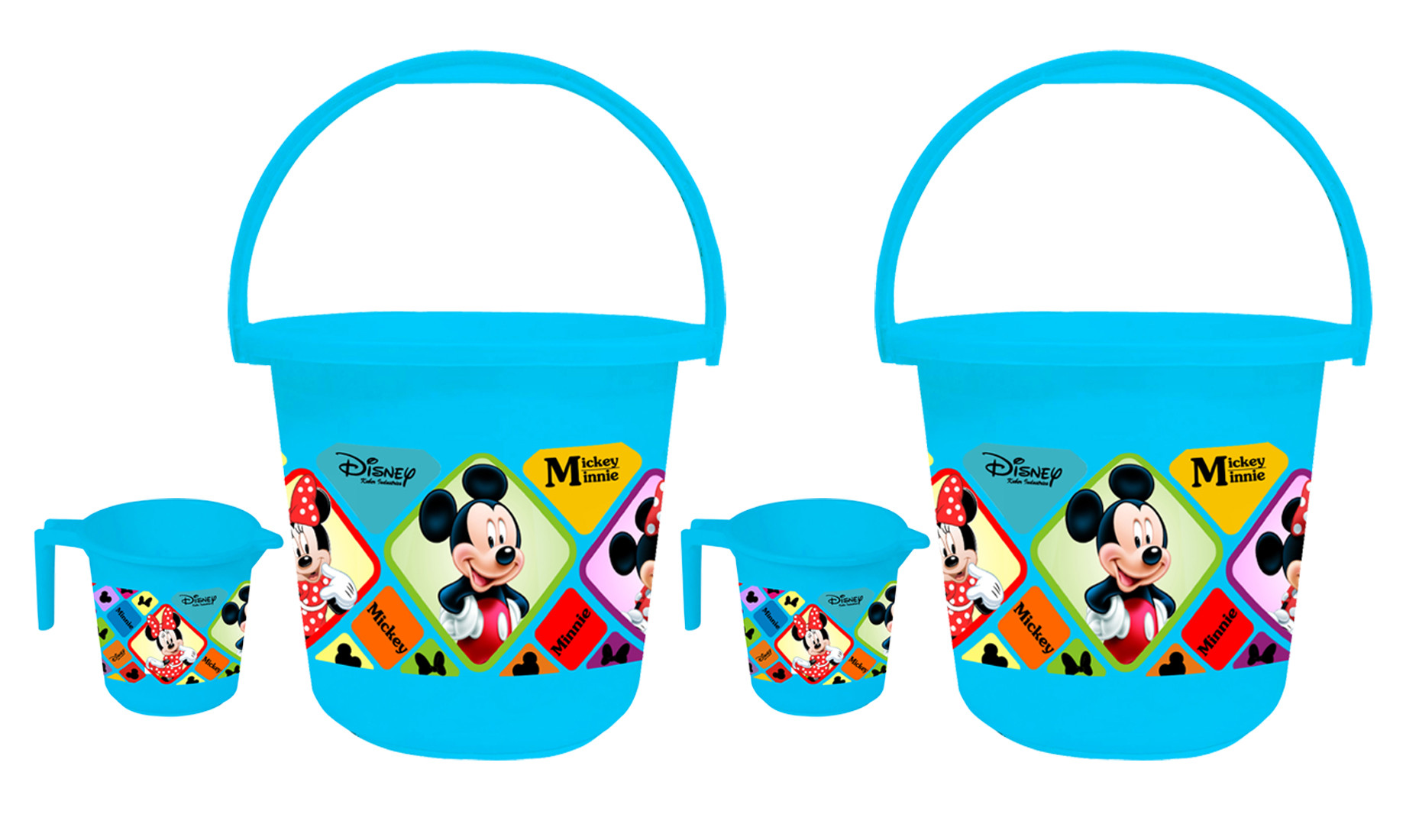 Kuber Industries Disney Mickey Minnie Print Unbreakable Virgin Plastic Bathroom Bucket With Mug Set- Blue, (16 LTR Bucket & 500 ML Mug) -HS_35_KUBMART17929