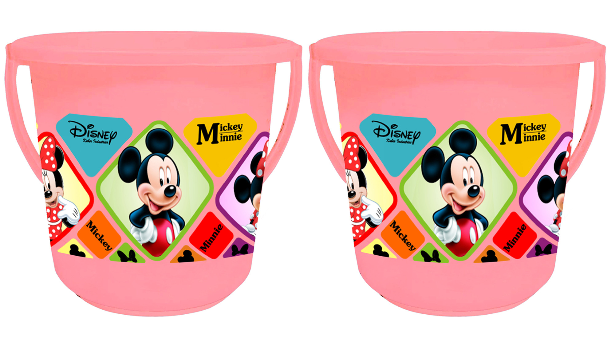Kuber Industries Disney Mickey Minnie Print Unbreakable Virgin Plastic Strong Bathroom Bucket ,16 LTR (Pink) -HS_35_KUBMART17817