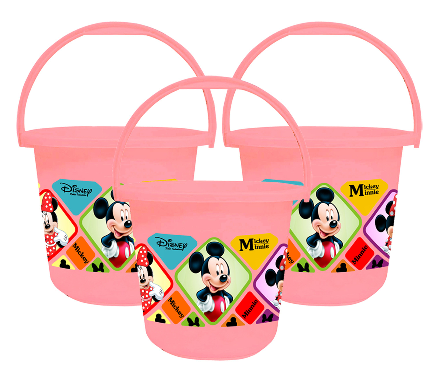 Kuber Industries Disney Mickey Minnie Print Unbreakable Virgin Plastic Strong Bathroom Bucket ,16 LTR (Pink) -HS_35_KUBMART17817