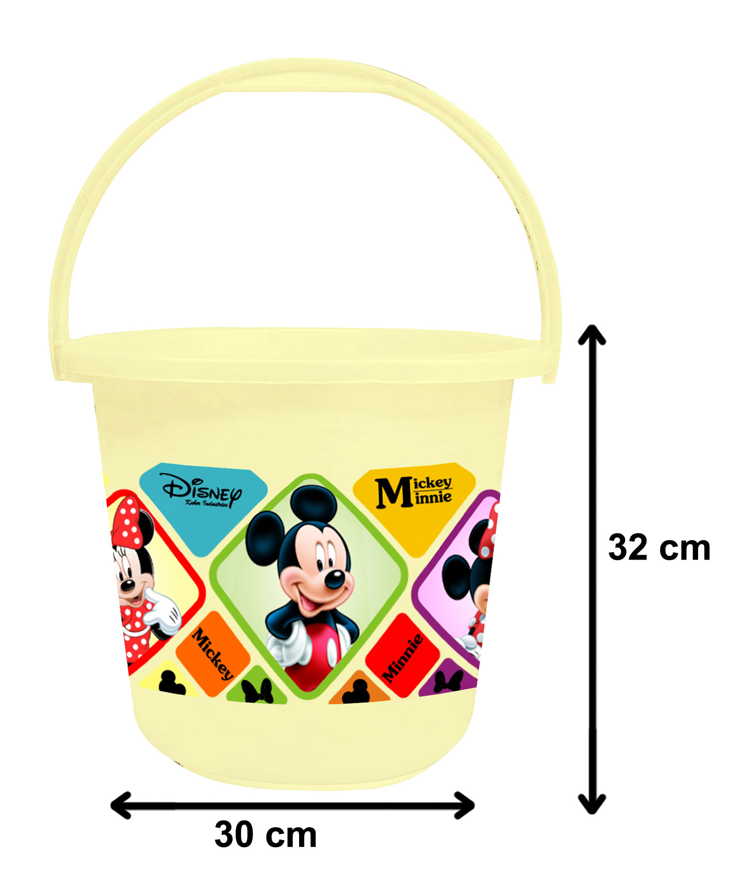 Kuber Industries Disney Mickey Minnie Print Unbreakable Virgin Plastic Strong Bathroom Bucket ,16 LTR (Cream) -HS_35_KUBMART17823