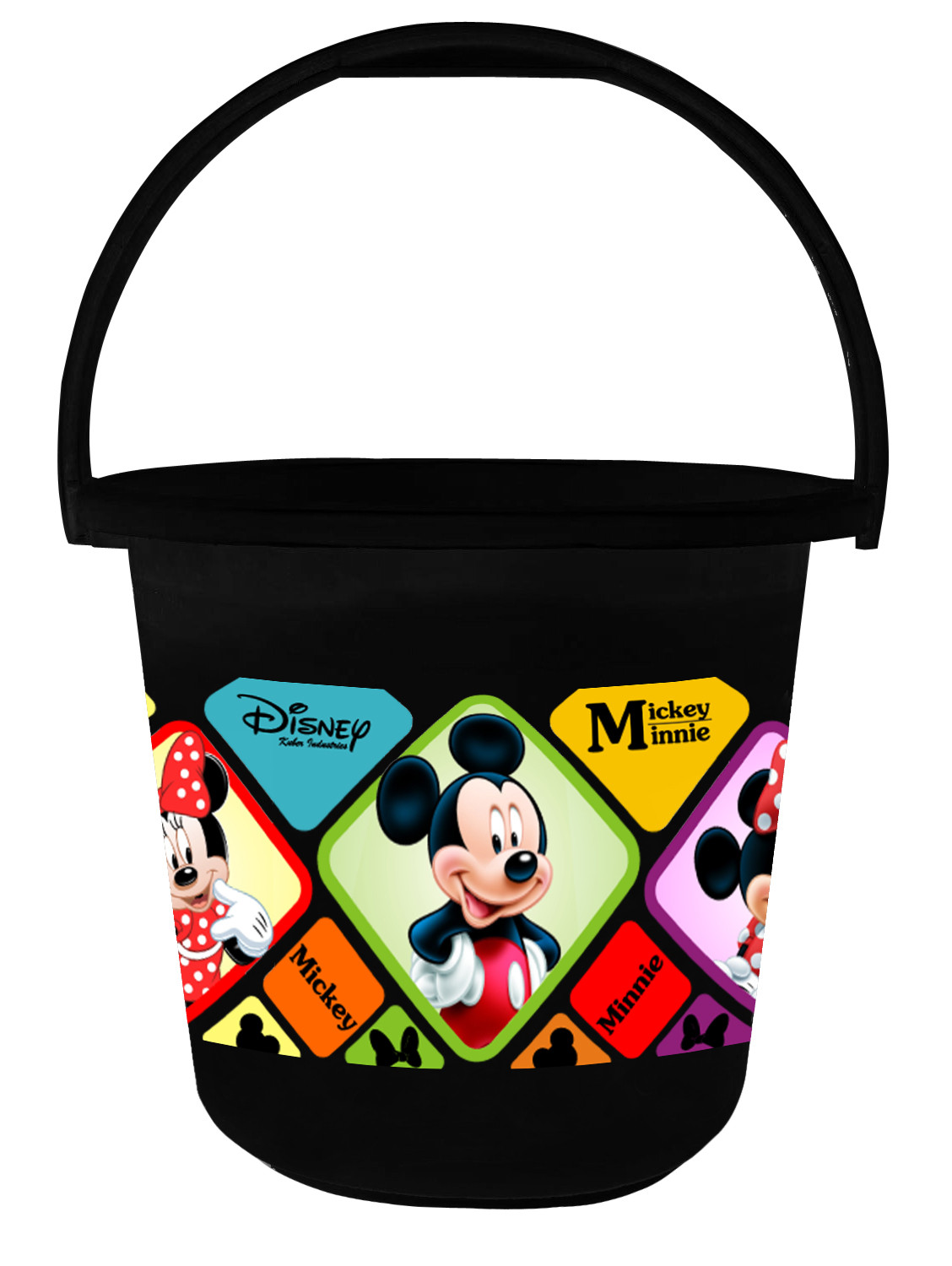 Kuber Industries Disney Mickey Minnie Print Unbreakable Virgin Plastic Strong Bathroom Bucket ,16 LTR (Black) -HS_35_KUBMART17835