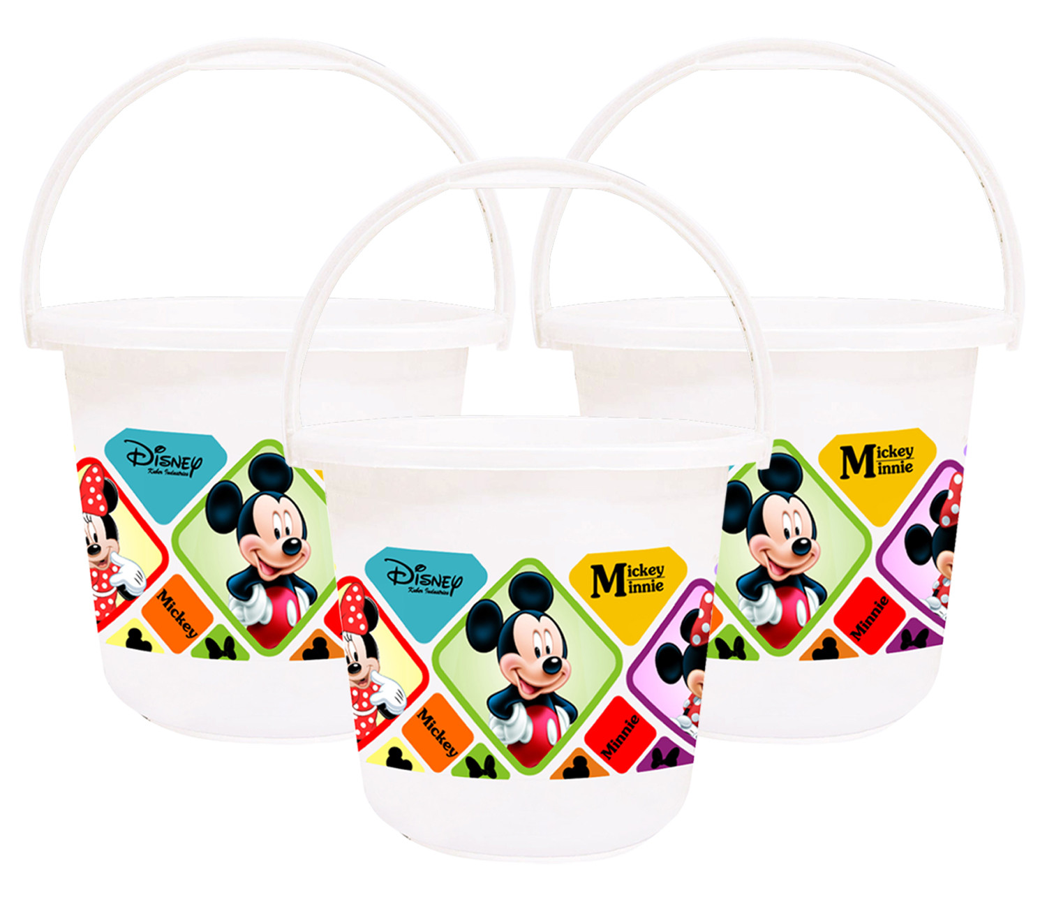 Kuber Industries Disney Mickey Minnie Print Unbreakable Virgin Plastic Strong Bathroom Bucket ,16 LTR (White) -HS_35_KUBMART17841