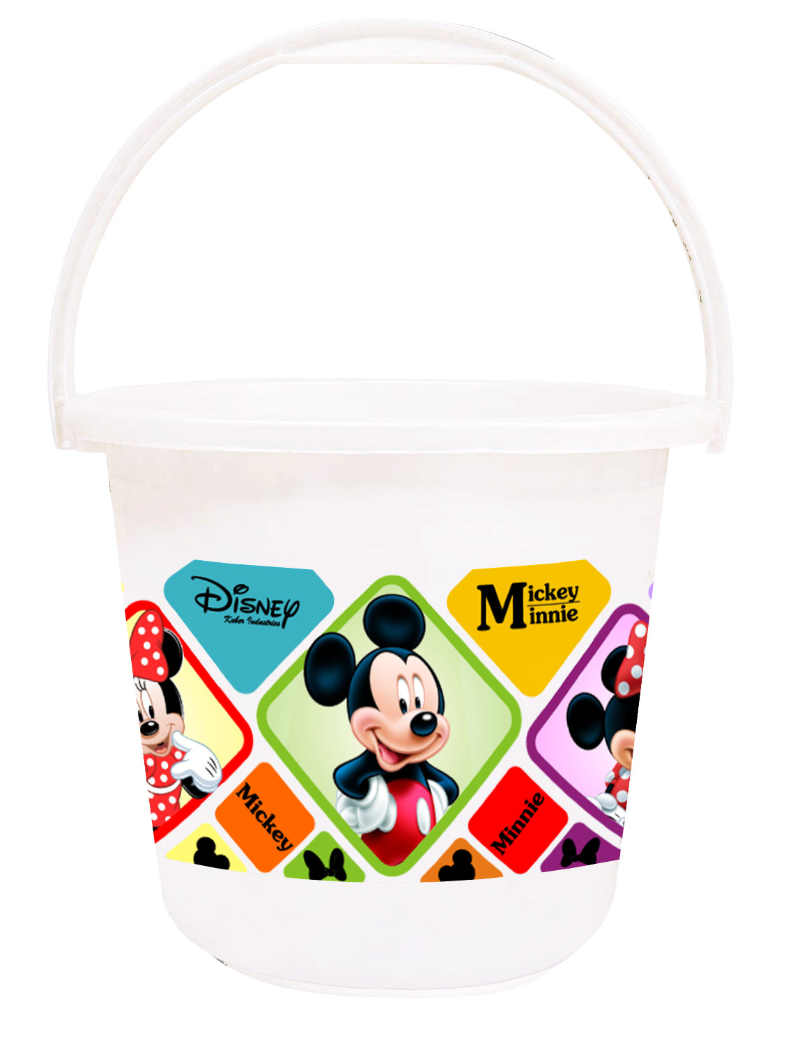 Kuber Industries Disney Mickey Minnie Print Unbreakable Virgin Plastic Strong Bathroom Bucket ,16 LTR (Cream & White)-Pack of 2 -HS_35_KUBMART17859