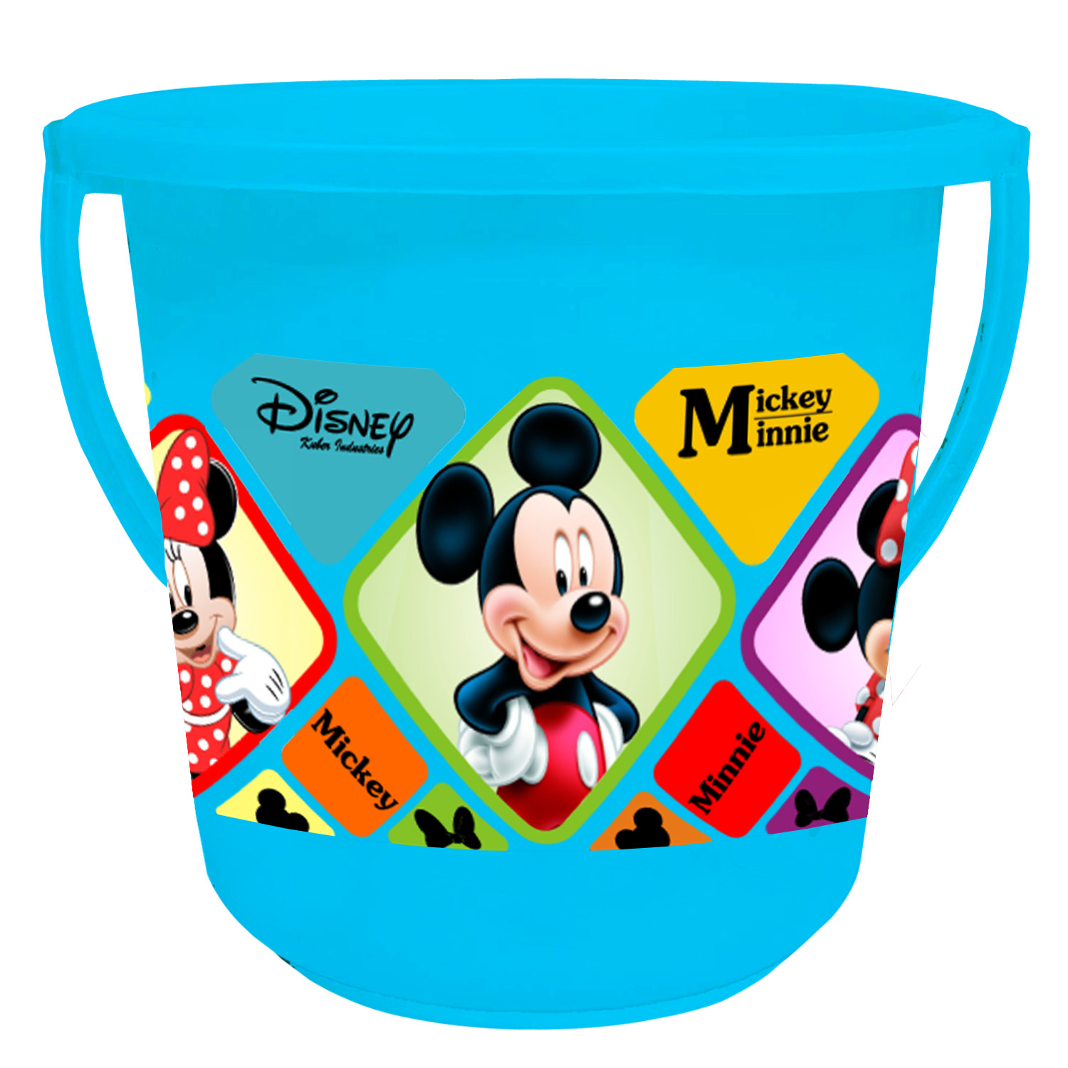 Kuber Industries Disney Mickey Minnie Print Unbreakable Virgin Plastic Strong Bathroom Bucket ,16 LTR (Blue & White)-Pack of 2 -HS_35_KUBMART17863