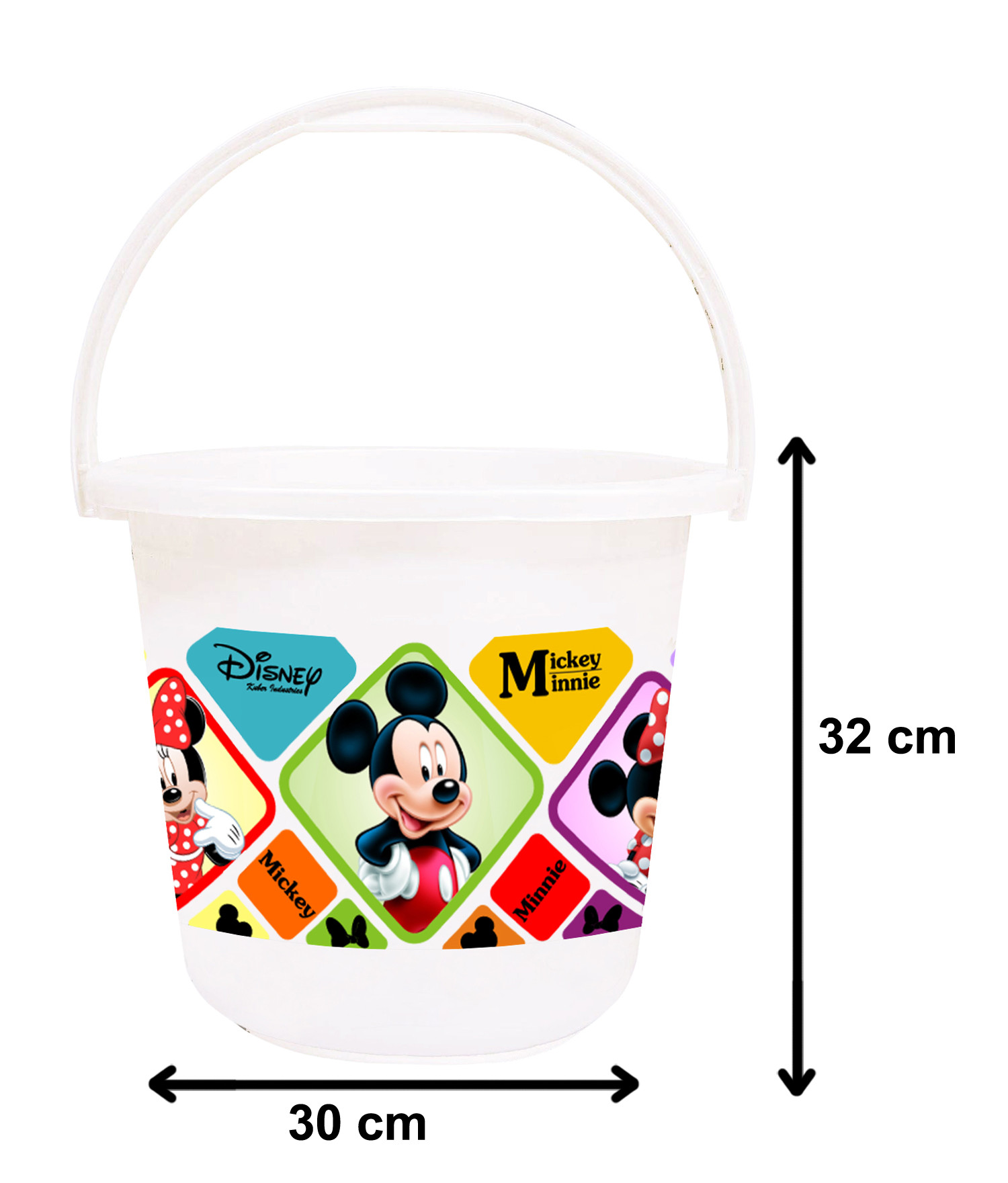 Kuber Industries Disney Mickey Minnie Print Unbreakable Virgin Plastic Strong Bathroom Bucket ,16 LTR (Black & White)-Pack of 2 -HS_35_KUBMART17865